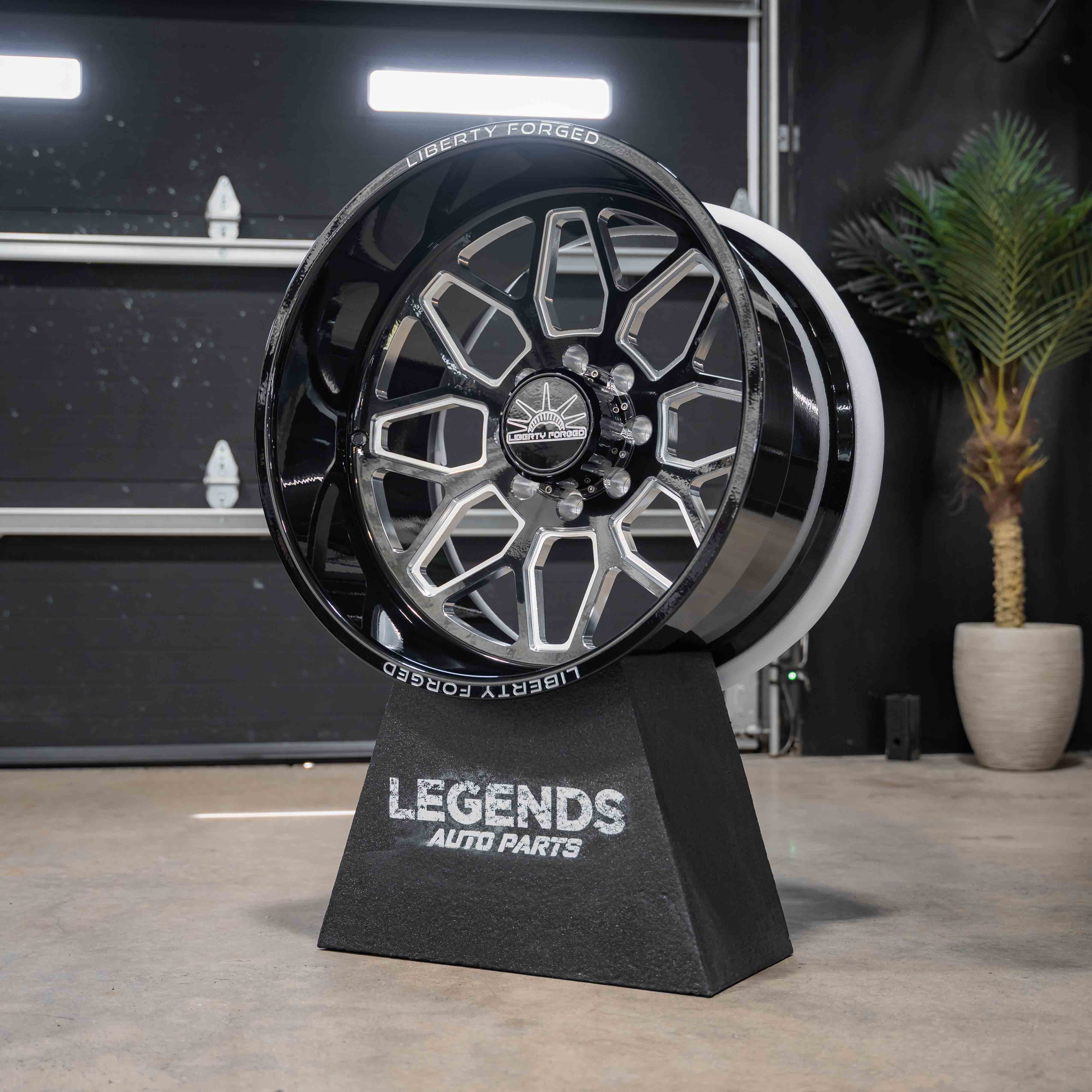 24x14 Liberty Forged LBTYC03 - 8x180 Lug Pattern - Black and Milled (Set of 4) - Legends Auto Parts