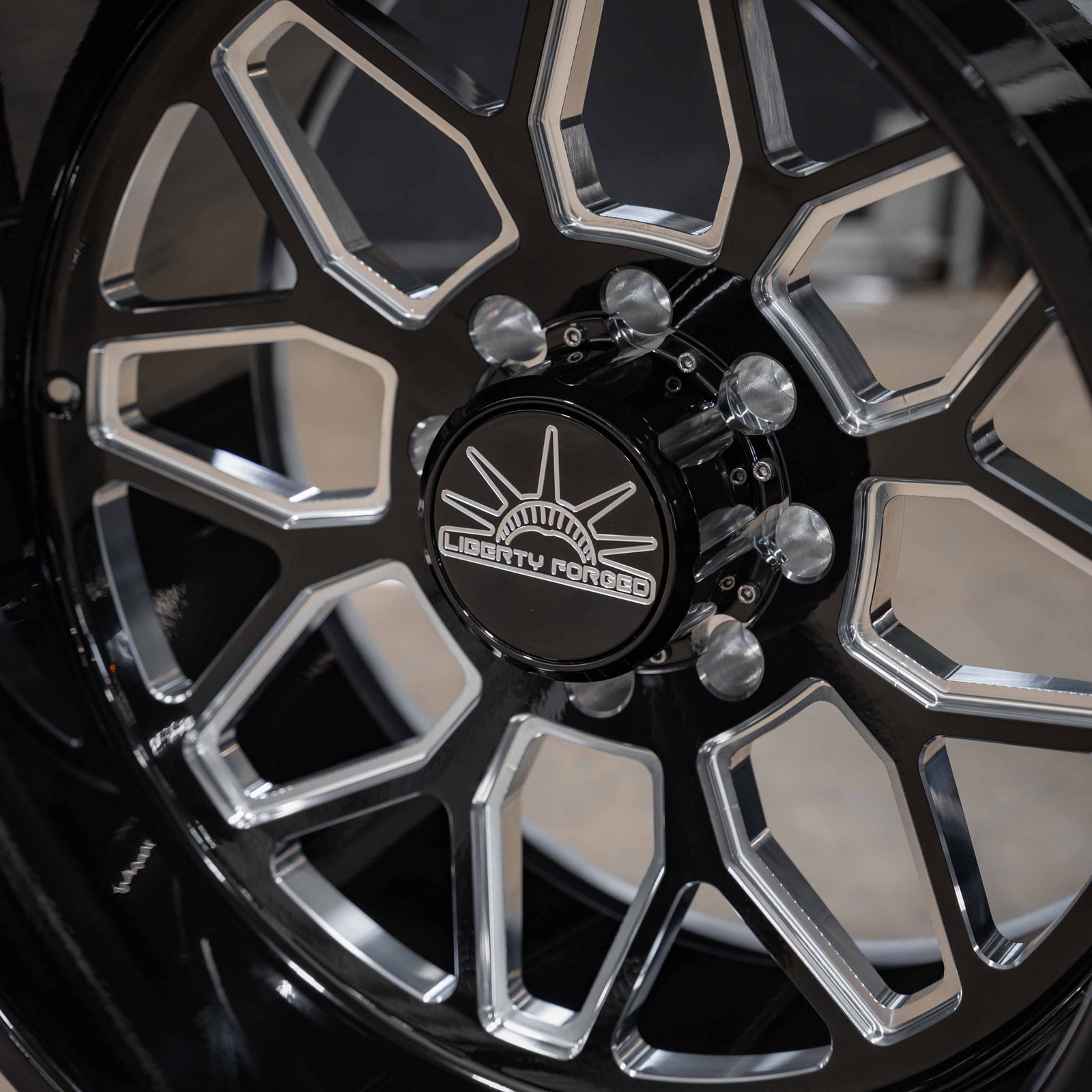24x14 Liberty Forged LBTYC03 - 8x180 Lug Pattern - Black and Milled (Set of 4) - Legends Auto Parts