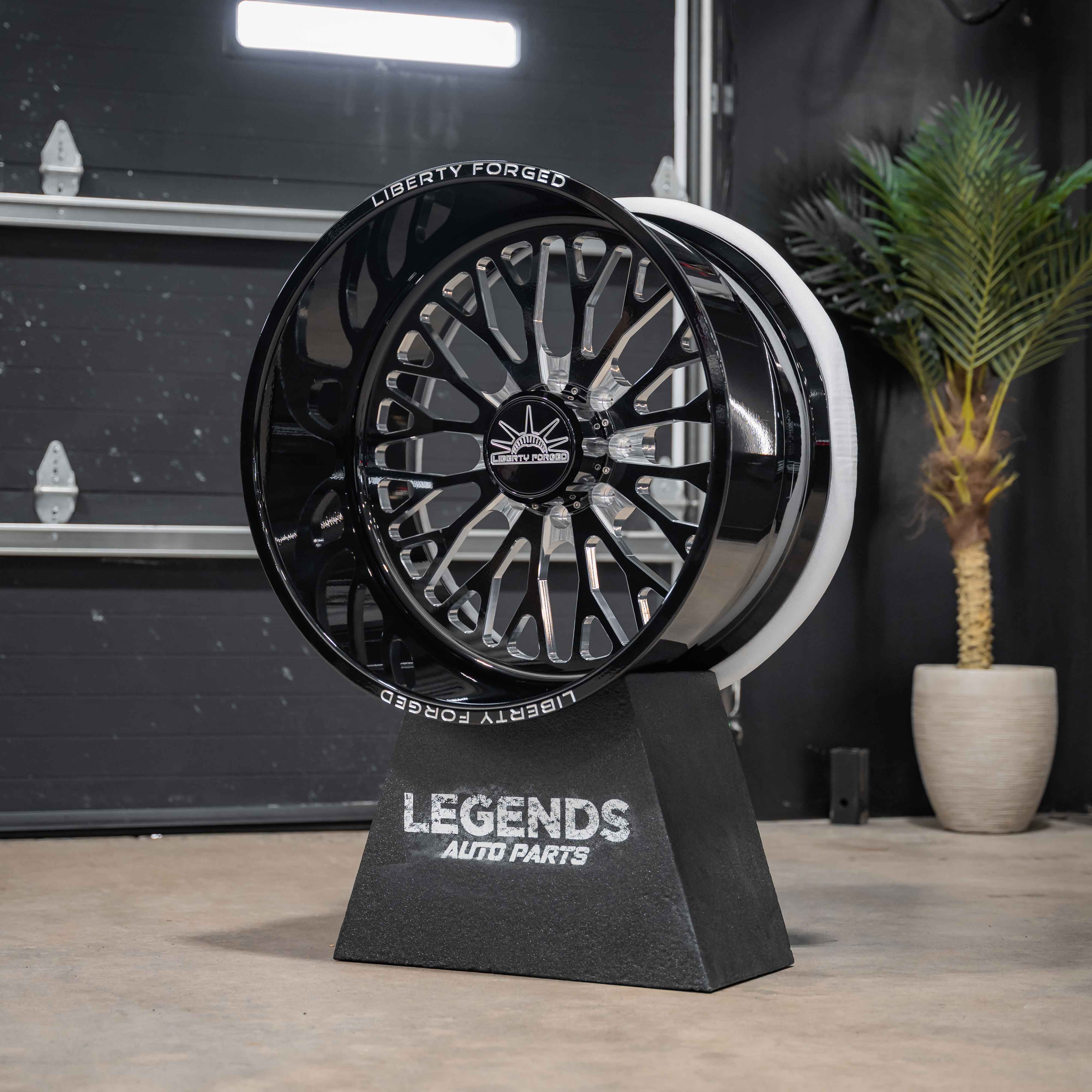 24x14 Liberty Forged LBTY01 - 8x6.5 Lug Pattern - Black and Milled (Set of 4) - Legends Auto Parts