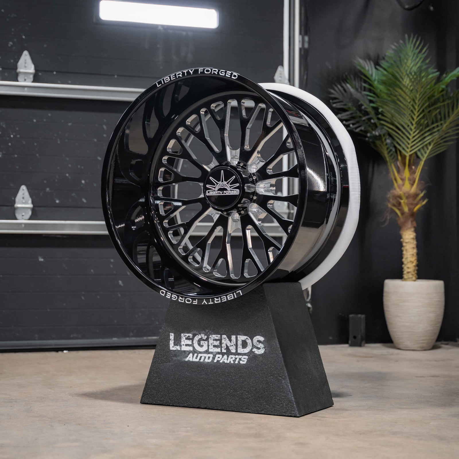 24x14 Liberty Forged LBTY01 - 8x6.5 Lug Pattern - Black and Milled (Set of 4) - Legends Auto Parts