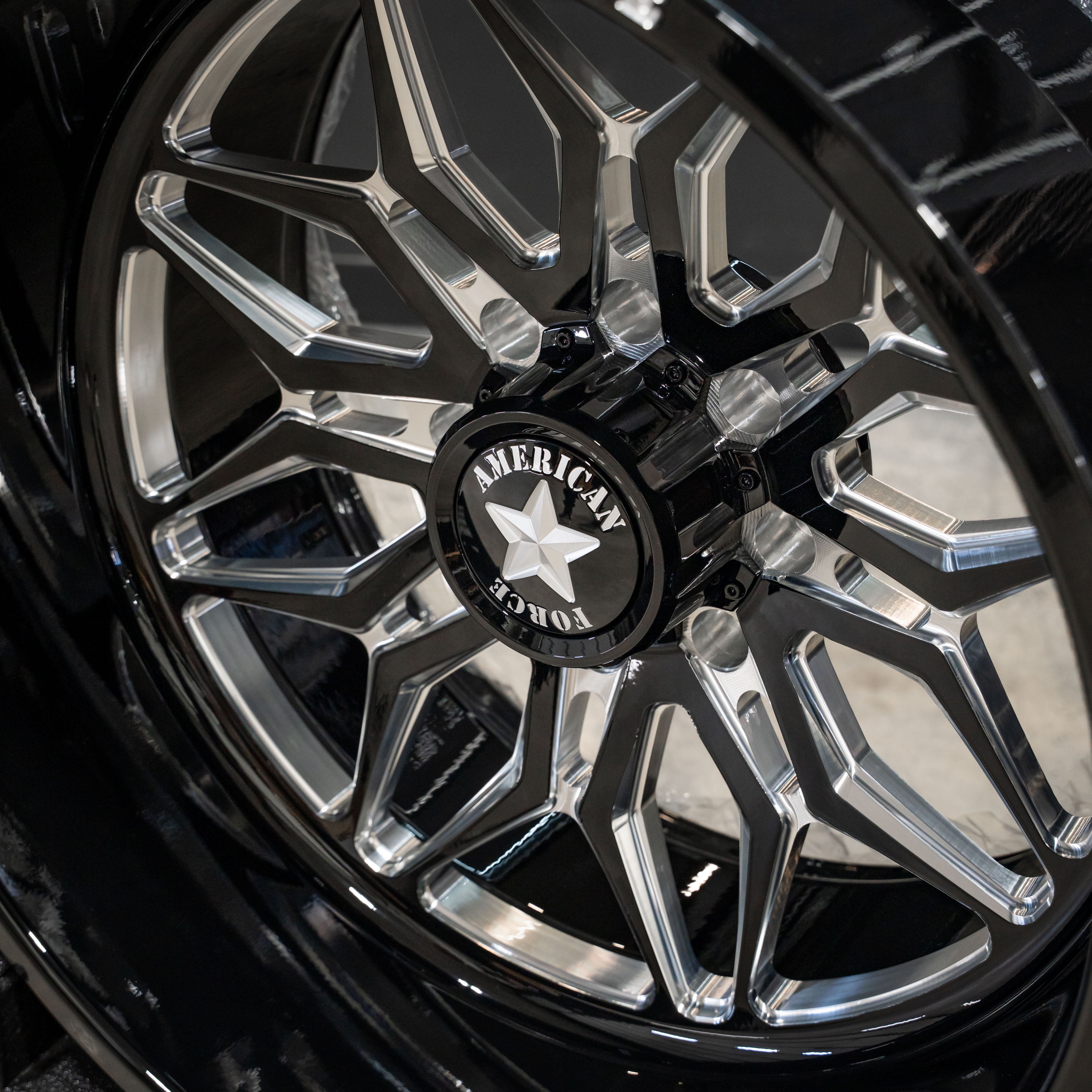 24x14 American Force CKH43 Stunner - 8x180 Lug Pattern - Black and Milled (Set of 4) - Legends Auto Parts