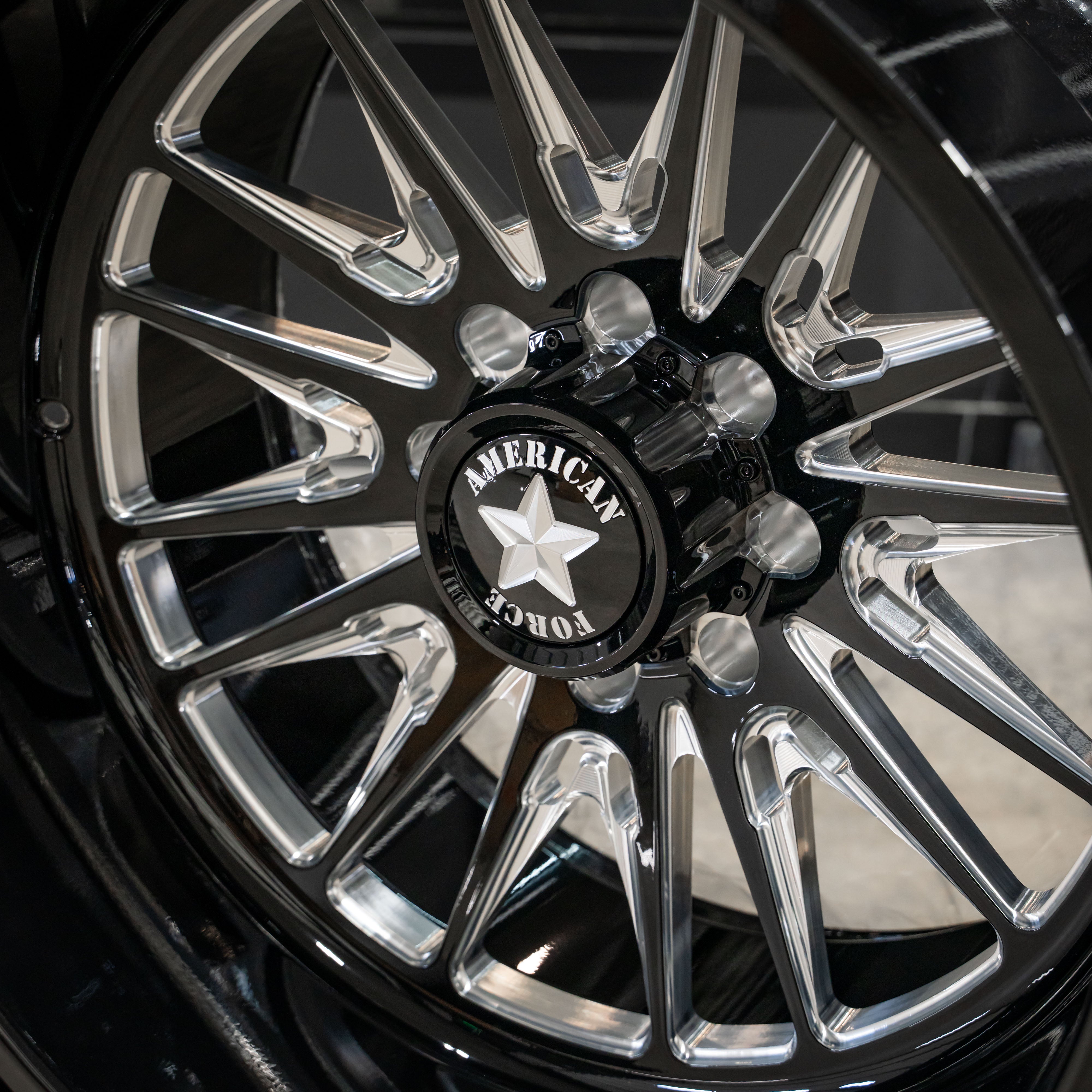 24x12 American Force CKH48 Notch - 8x180 Lug Pattern - Black and Milled (Set of 4) - Legends Auto Parts