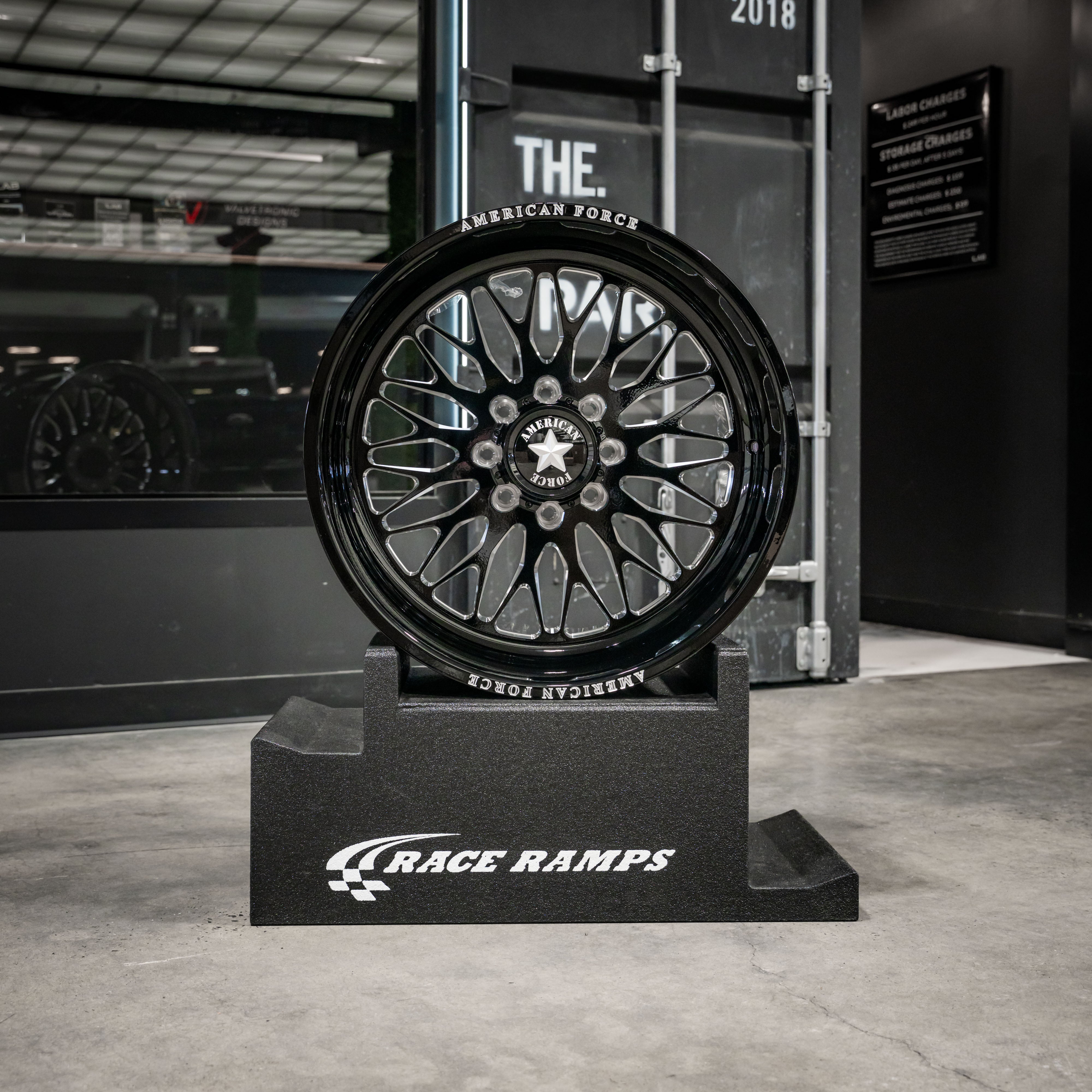 24x12 American Force N09 EXTORT - 8x6.5 Lug Pattern - Black and Milled (Set of 4) - Legends Auto Parts