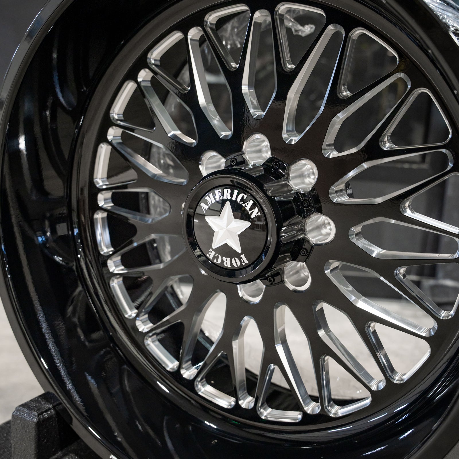 24x12 American Force N09 EXTORT - 8x6.5 Lug Pattern - Black and Milled (Set of 4) - Legends Auto Parts