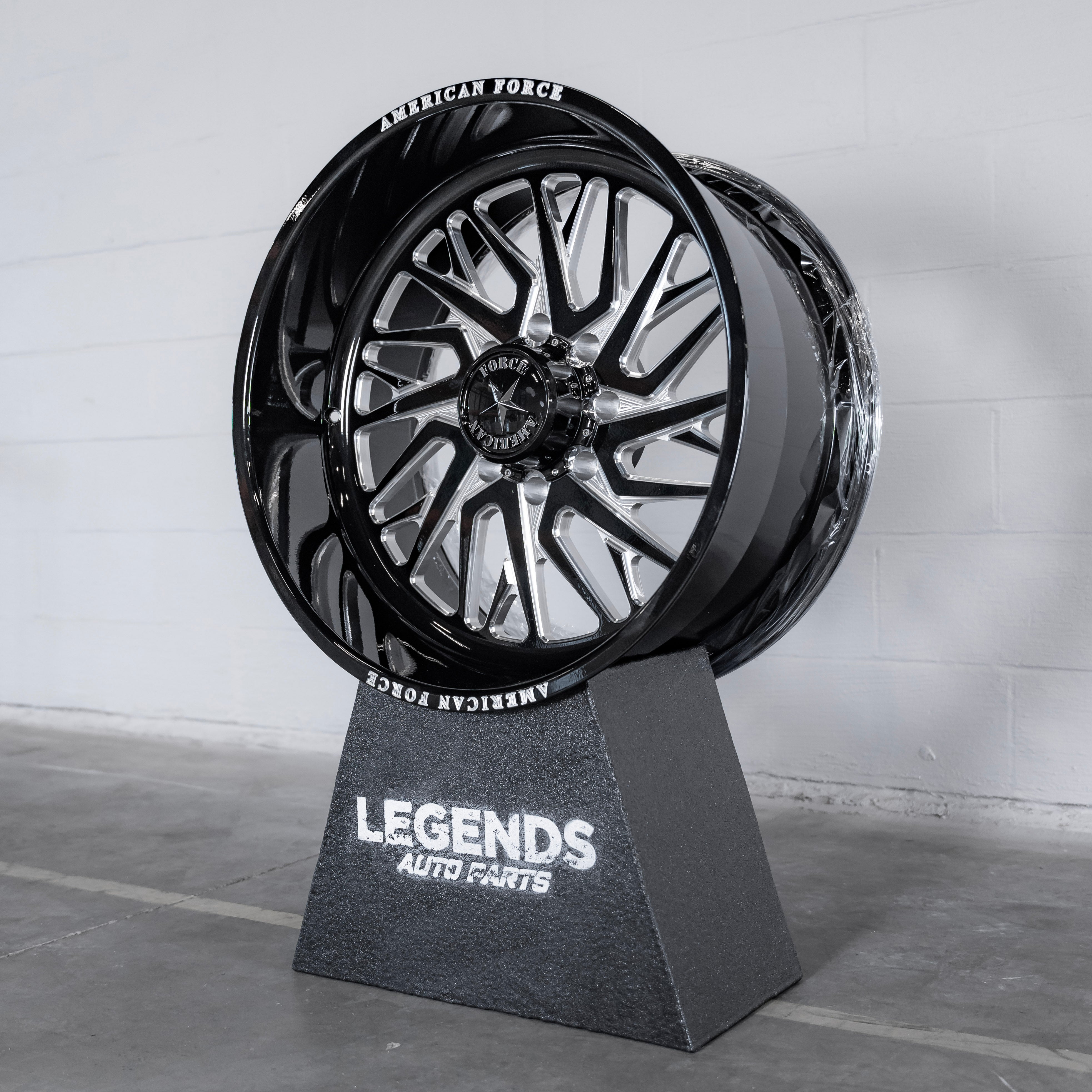 24x12 American Force H38 Nova - 8x180 Lug Pattern - Black and Milled (Set of 4) - Legends Auto Parts