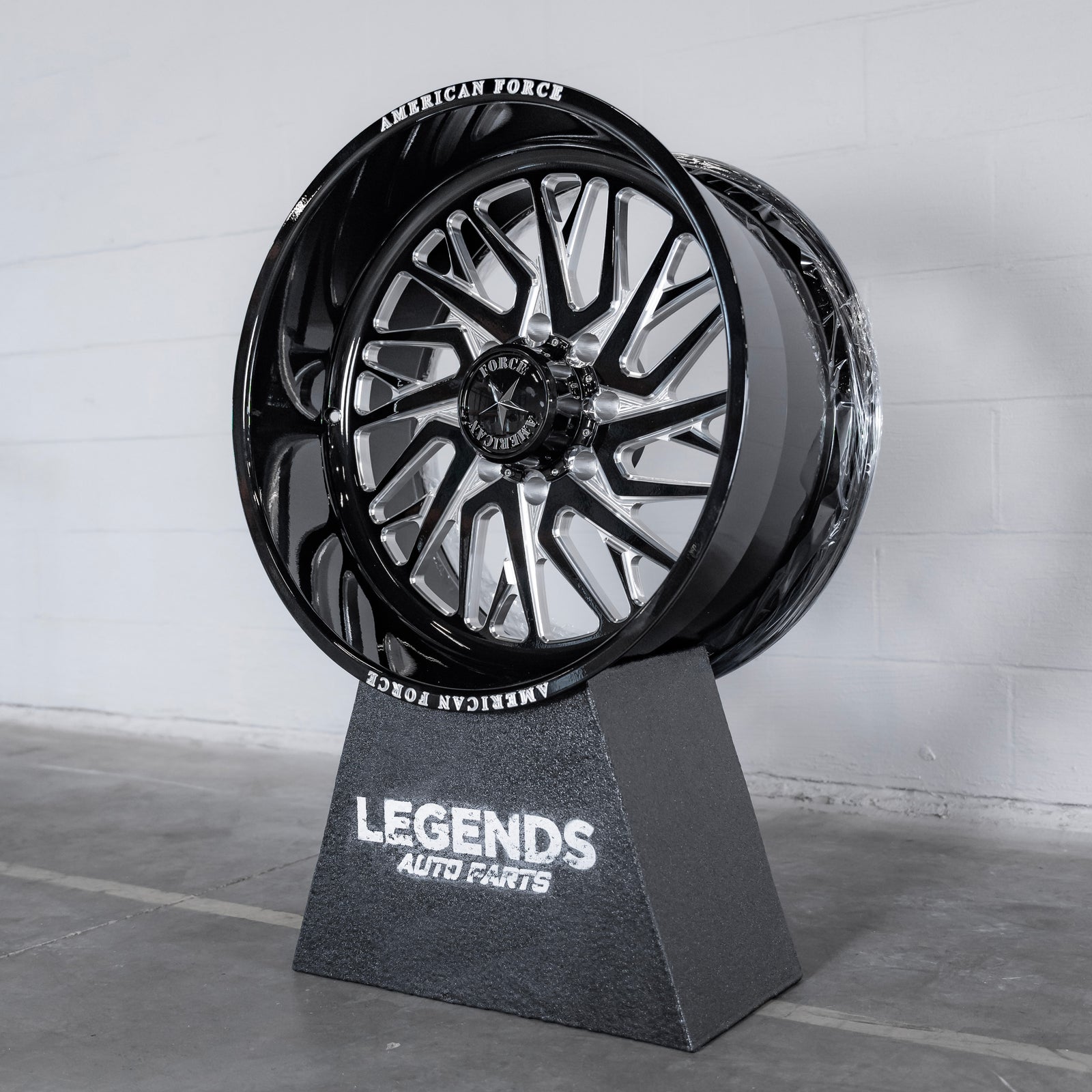 24x12 American Force H38 Nova - 8x180 Lug Pattern - Black and Milled (Set of 4) - Legends Auto Parts