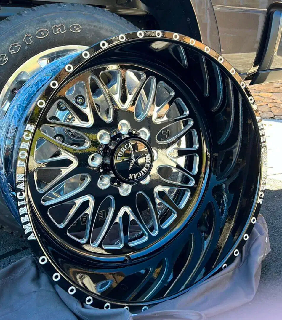 24x12 American Force N09 EXTORT - 8x170 Lug Pattern - Black and Milled (Set of 4) - Legends Auto Parts