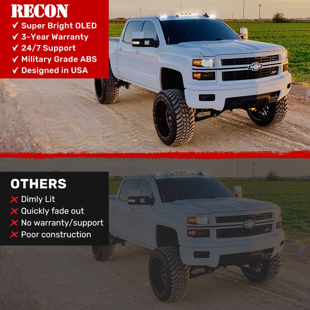 2007-2014 GMC/Chevrolet 2500/3500 RECON Smoked White LED Cab Lights (Replaces Factory Cab Lights) - Legends Auto Parts