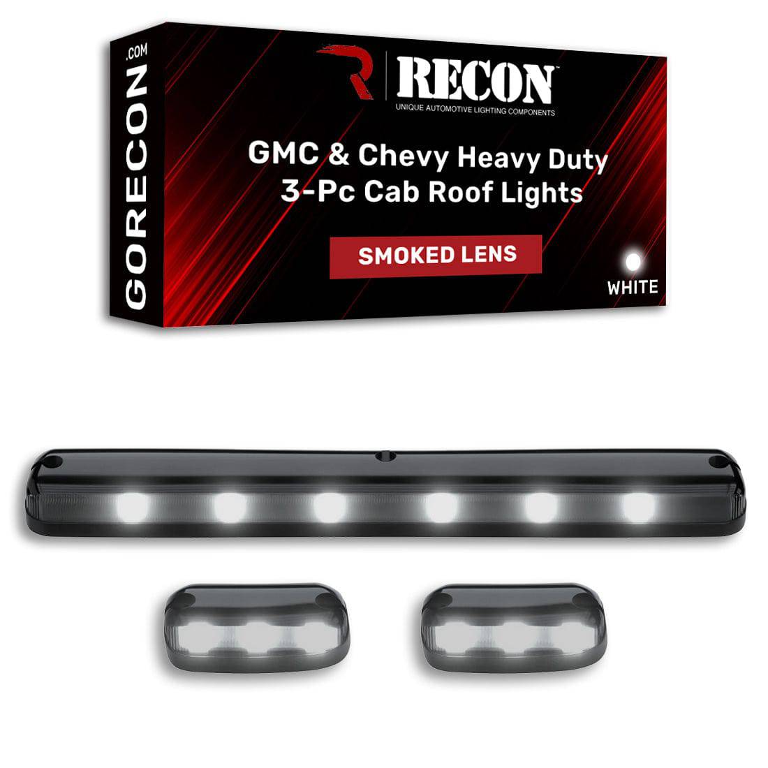 2007-2014 GMC/Chevrolet 2500/3500 RECON Smoked White LED Cab Lights (Replaces Factory Cab Lights) - Legends Auto Parts