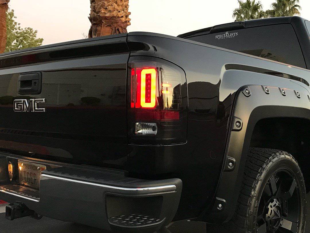 2014-2019 GMC Sierra 2500/3500 (Single Wheel) RECON Clear Lens (Paintable) OLED Tail Lights - Legends Auto Parts