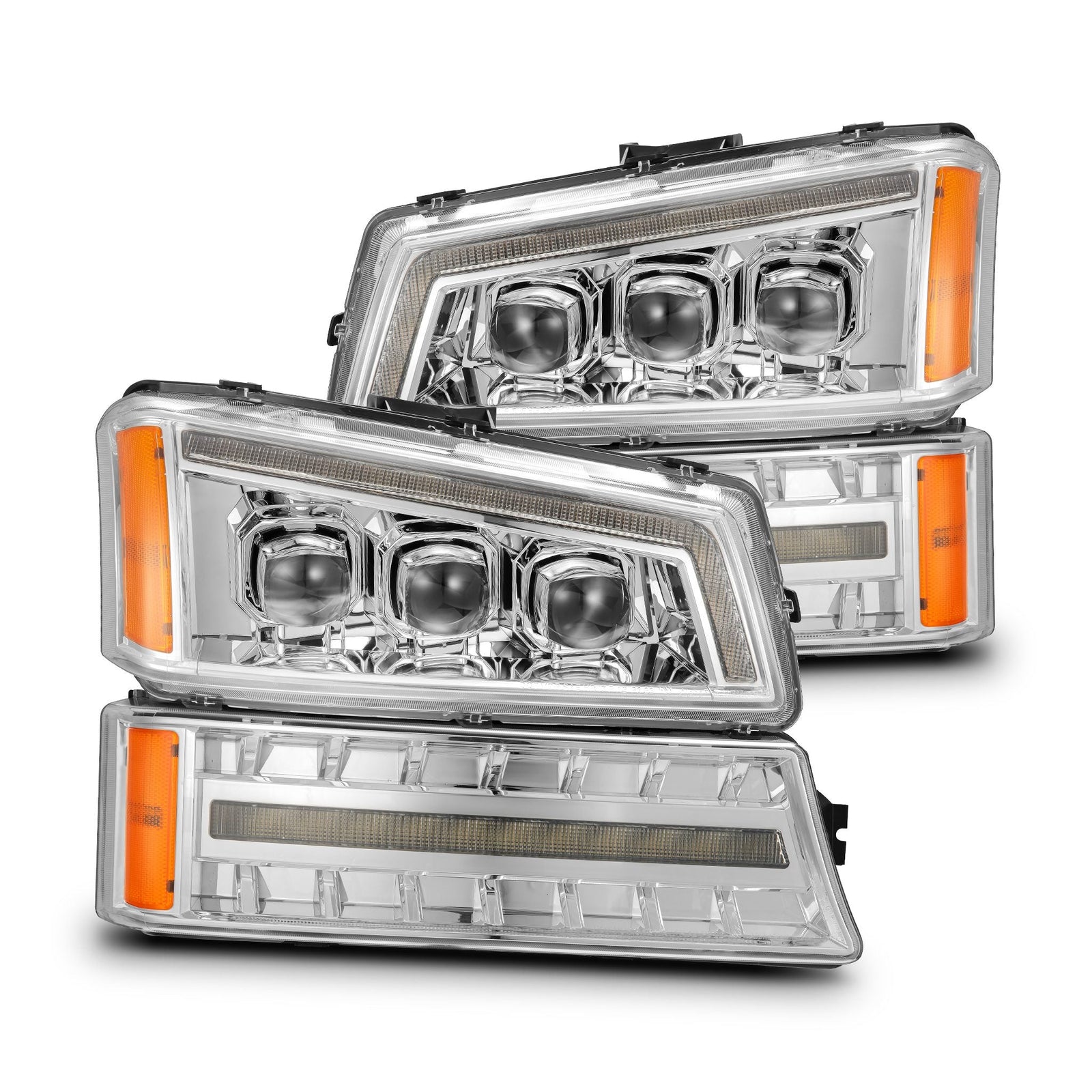 03-06 Chevrolet Silverado/02-06 Avalanche (without body cladding) NOVA-Series LED Projector Headlights Chrome | AlphaRex