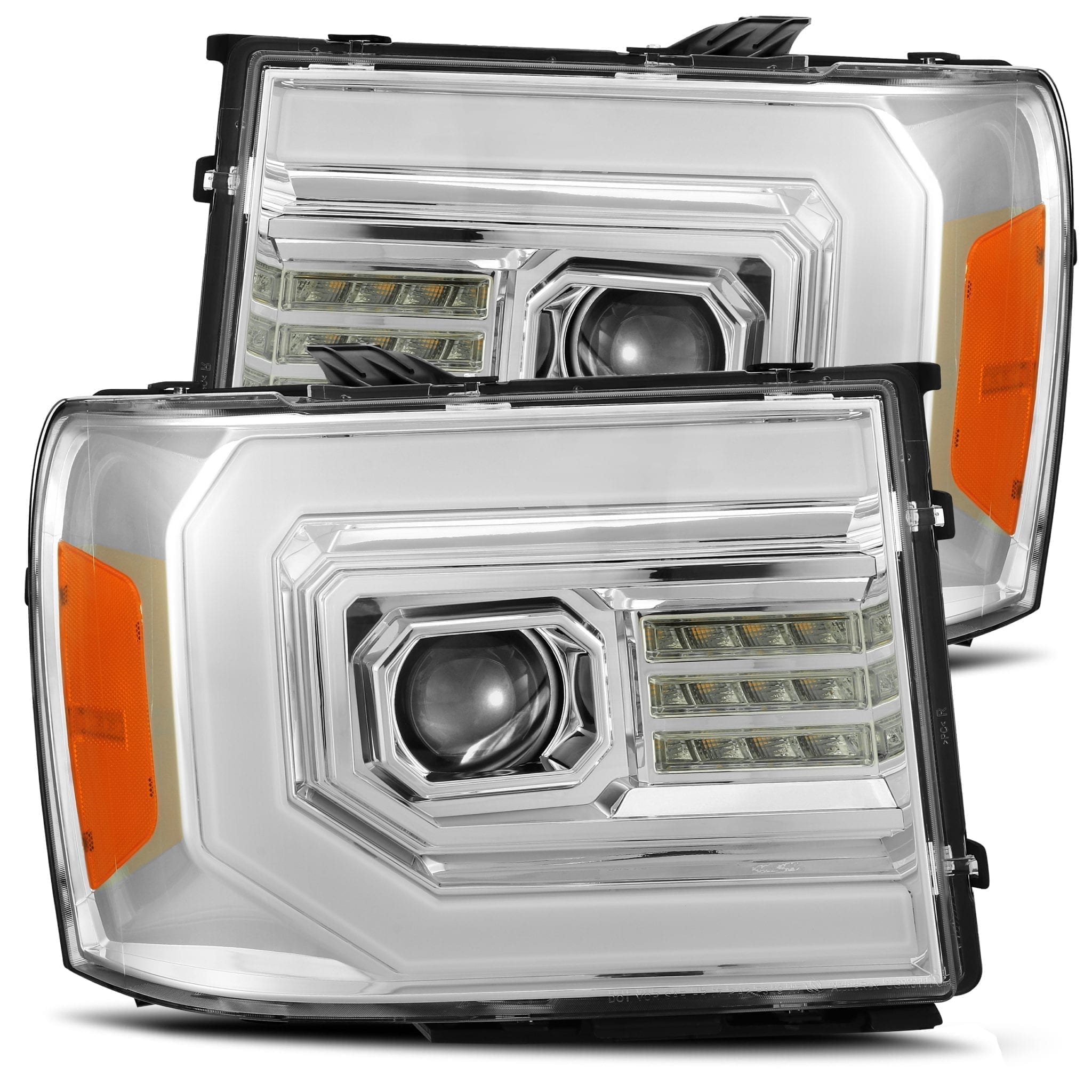 07-13 GMC Sierra LUXX-Series LED Projector Headlights Chrome | AlphaRex