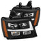 07-14 Chevrolet Tahoe/Suburban/07-13 Avalanche MK II PRO-Series Halogen Projector Headlights Black | AlphaRex