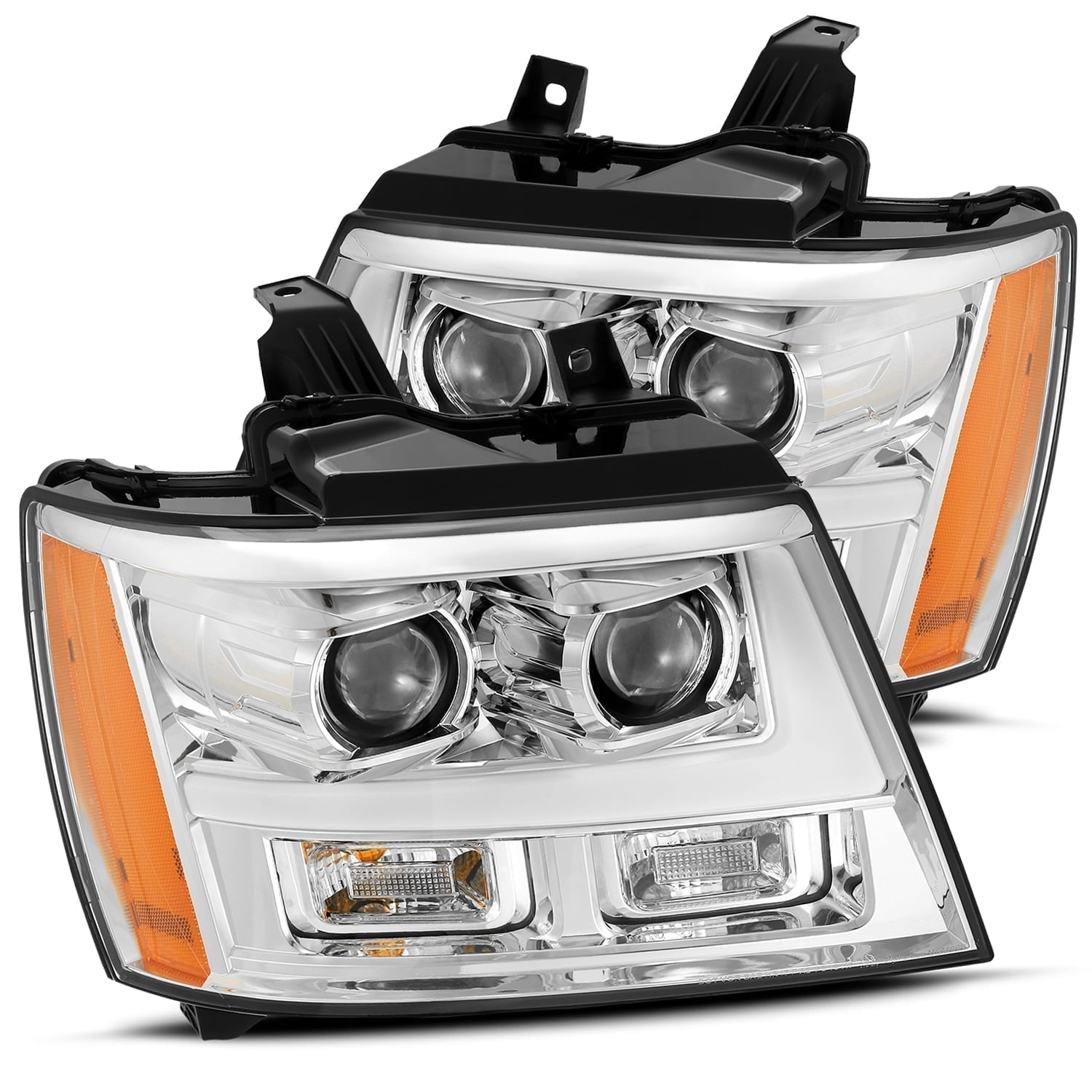 07-14 Chevrolet Tahoe/Suburban/07-13 Avalanche MK II PRO-Series Halogen Projector Headlights Chrome | AlphaRex