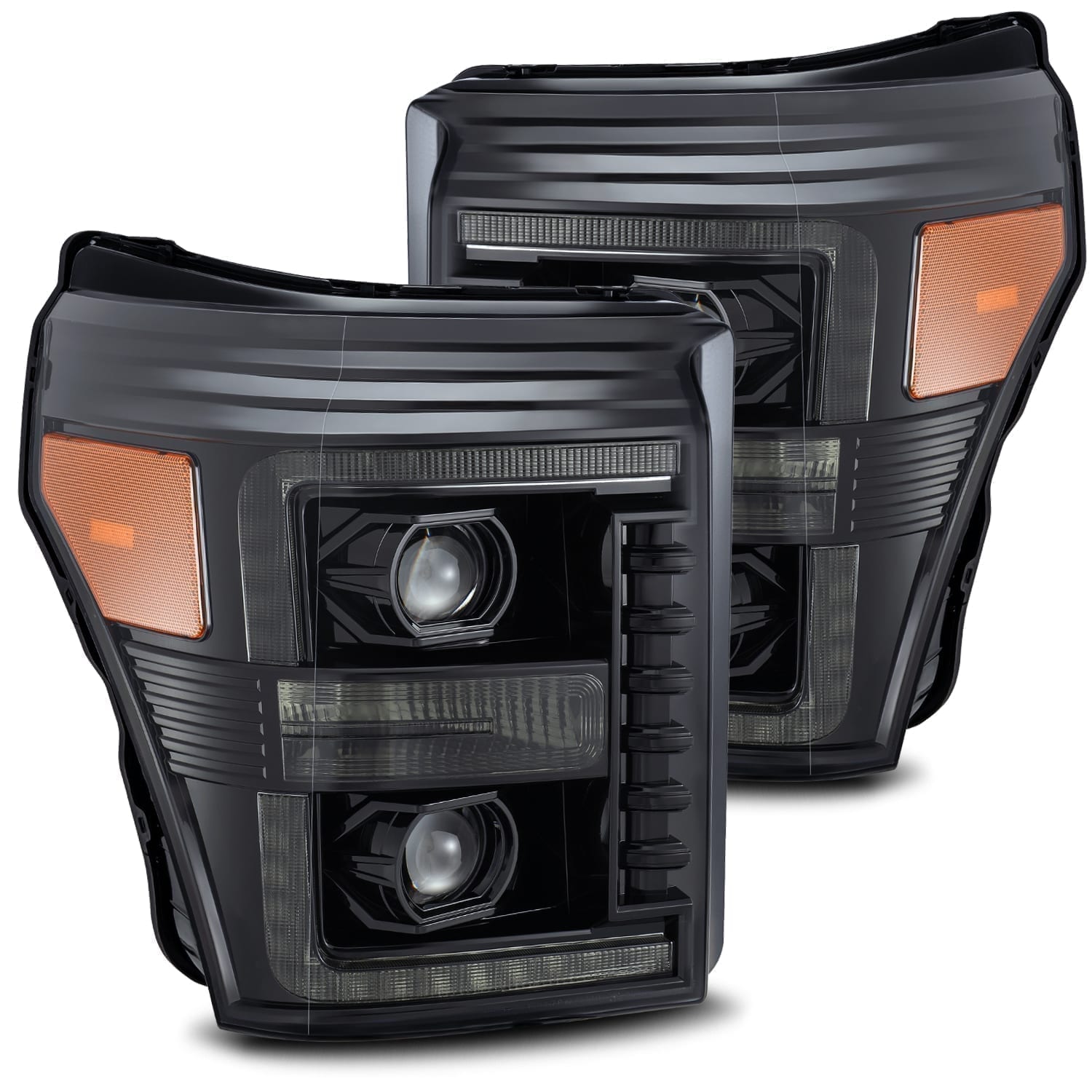 11-16 Ford Super Duty PRO-Series Halogen Projector Headlights Alpha-Black | AlphaRex