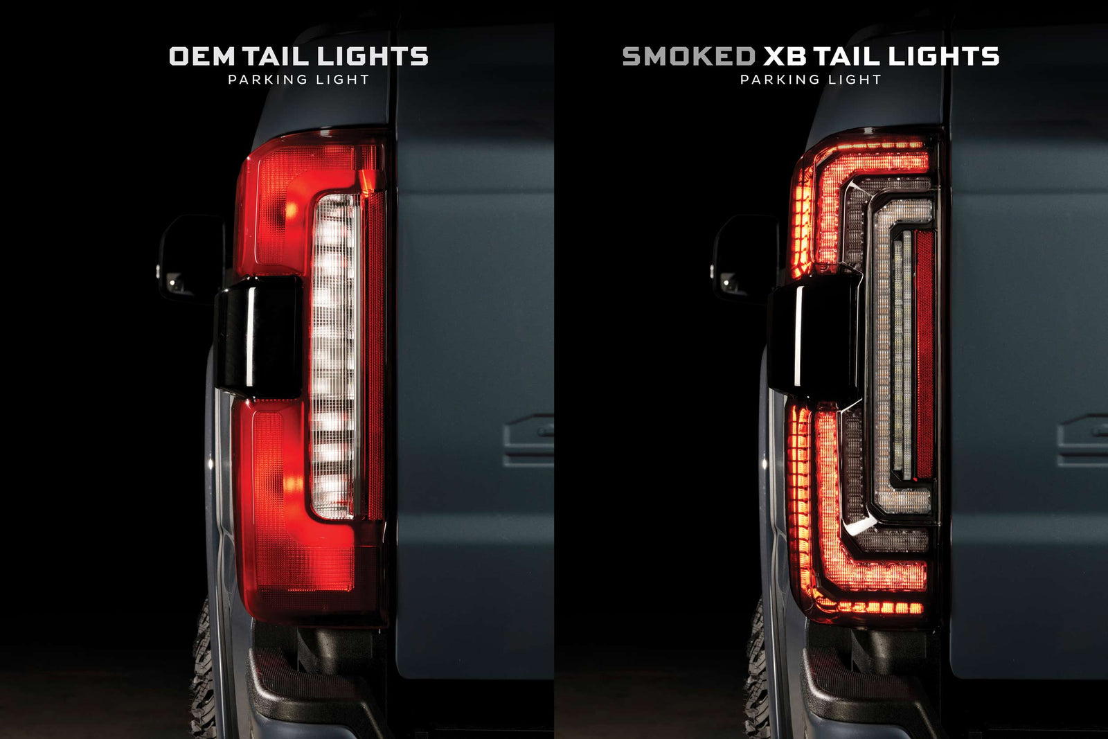 XB LED Tail Lights: 23-27 Ford Super Duty (Smoked Lens / Set)