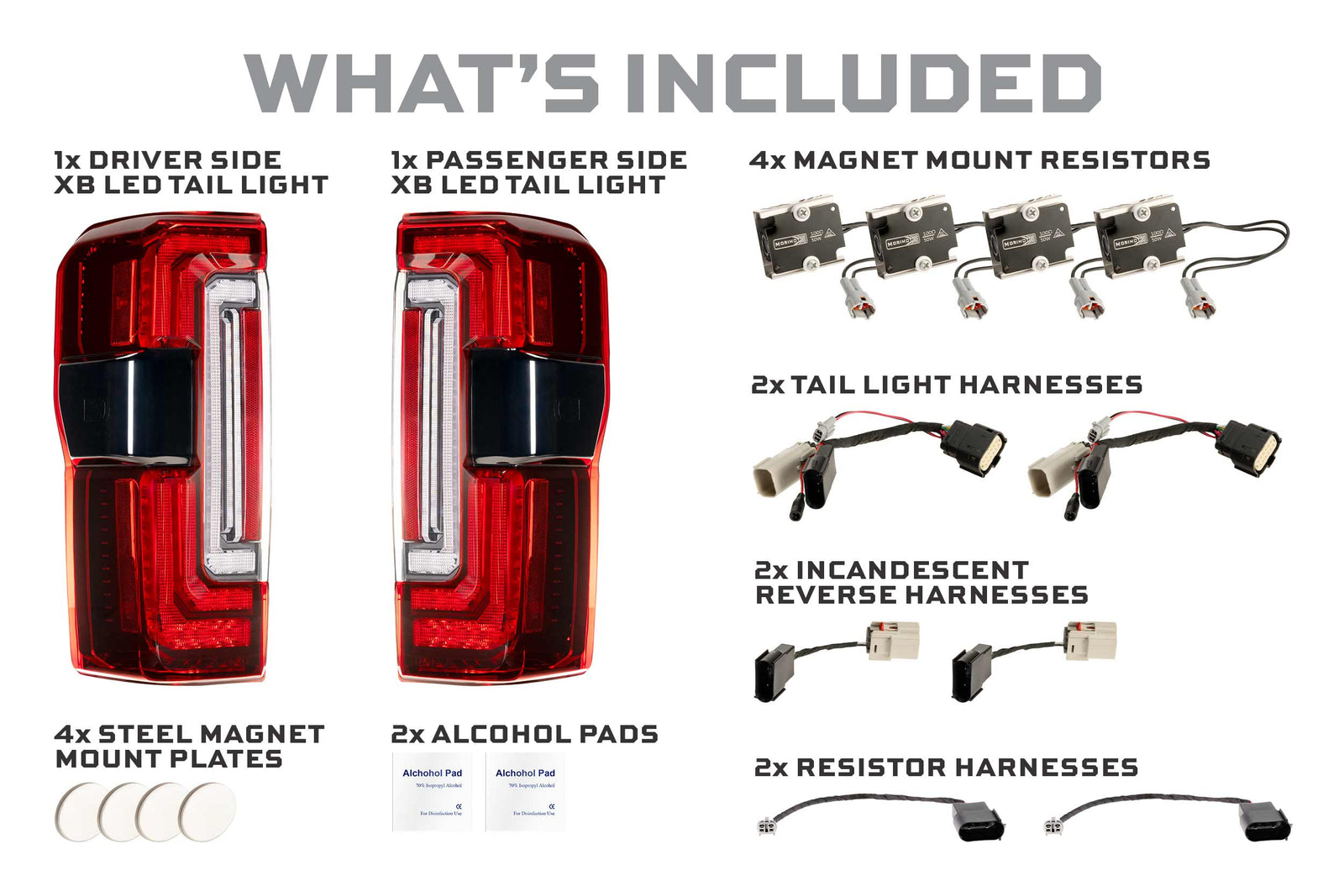 XB LED Tail Lights: 23-27 Ford Super Duty (Red Lens / Set)