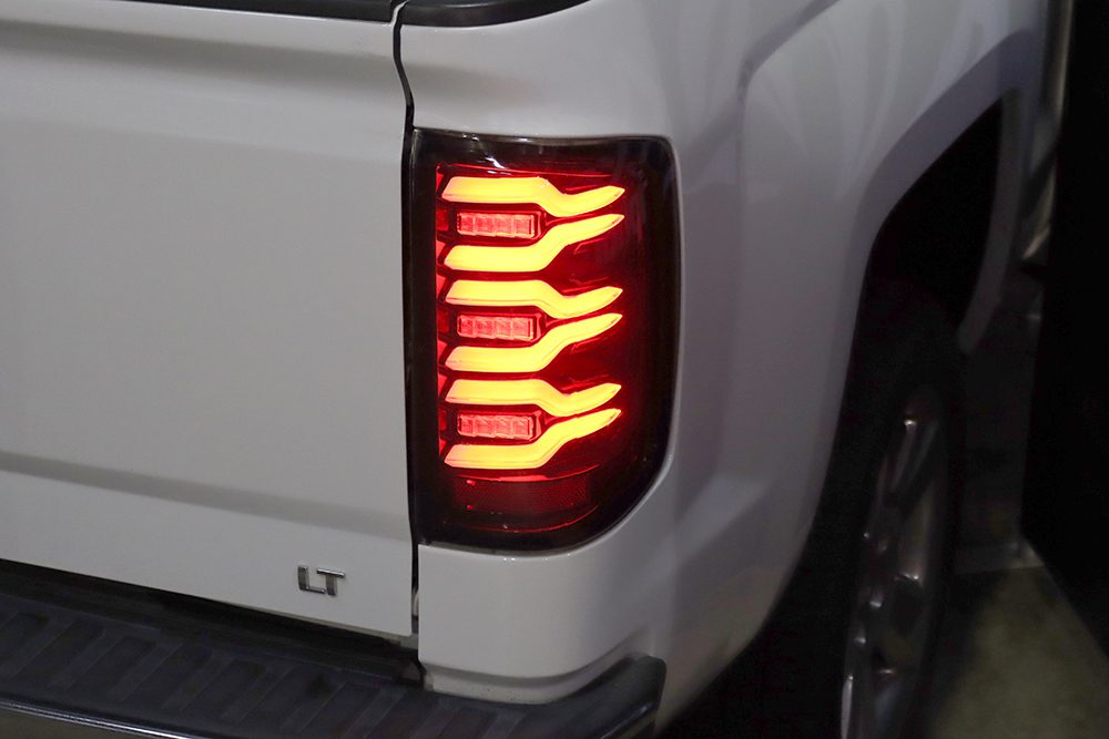 14-18 Chevrolet Silverado 1500 / 15-19 Silverado 2500HD/3500HD / 15-19 GMC Sierra 3500HD Dually LUXX-Series LED Tail Lights Black | AlphaRex