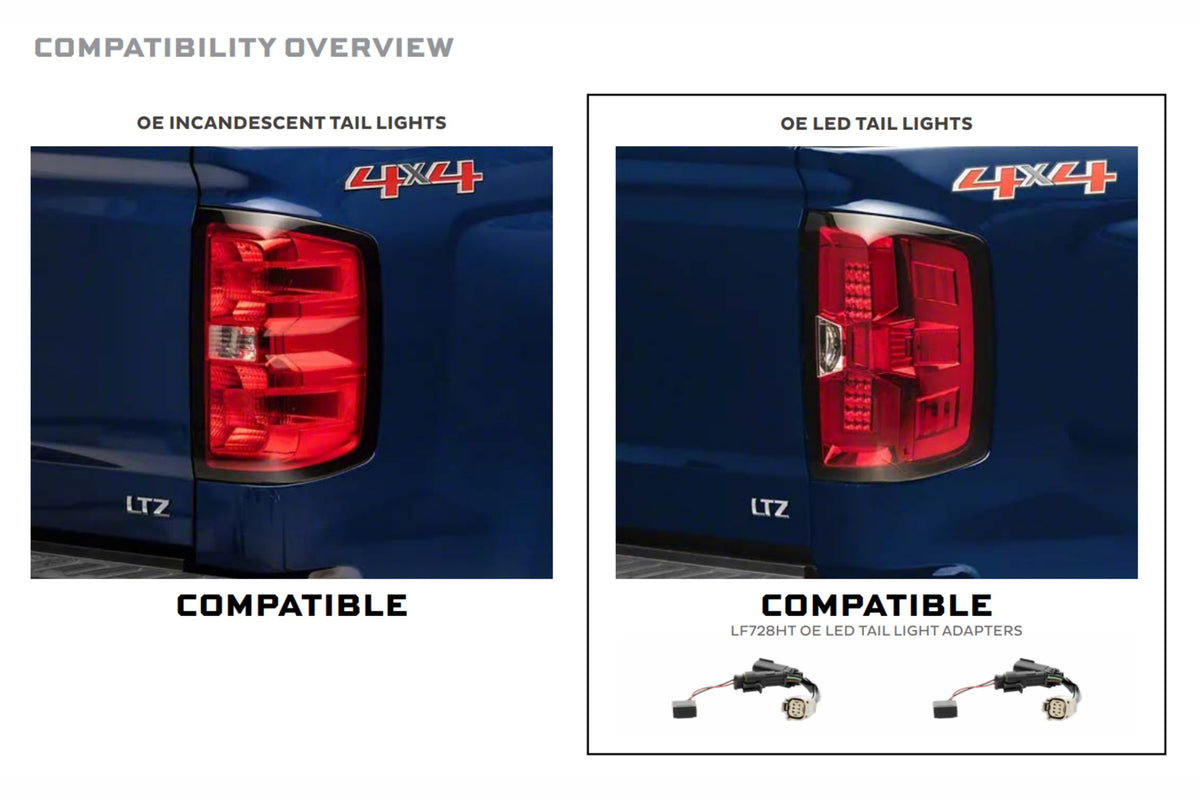 XB LED Harness: 14-18 Silverado/Sierra OE LED Tail Adapters (Set)