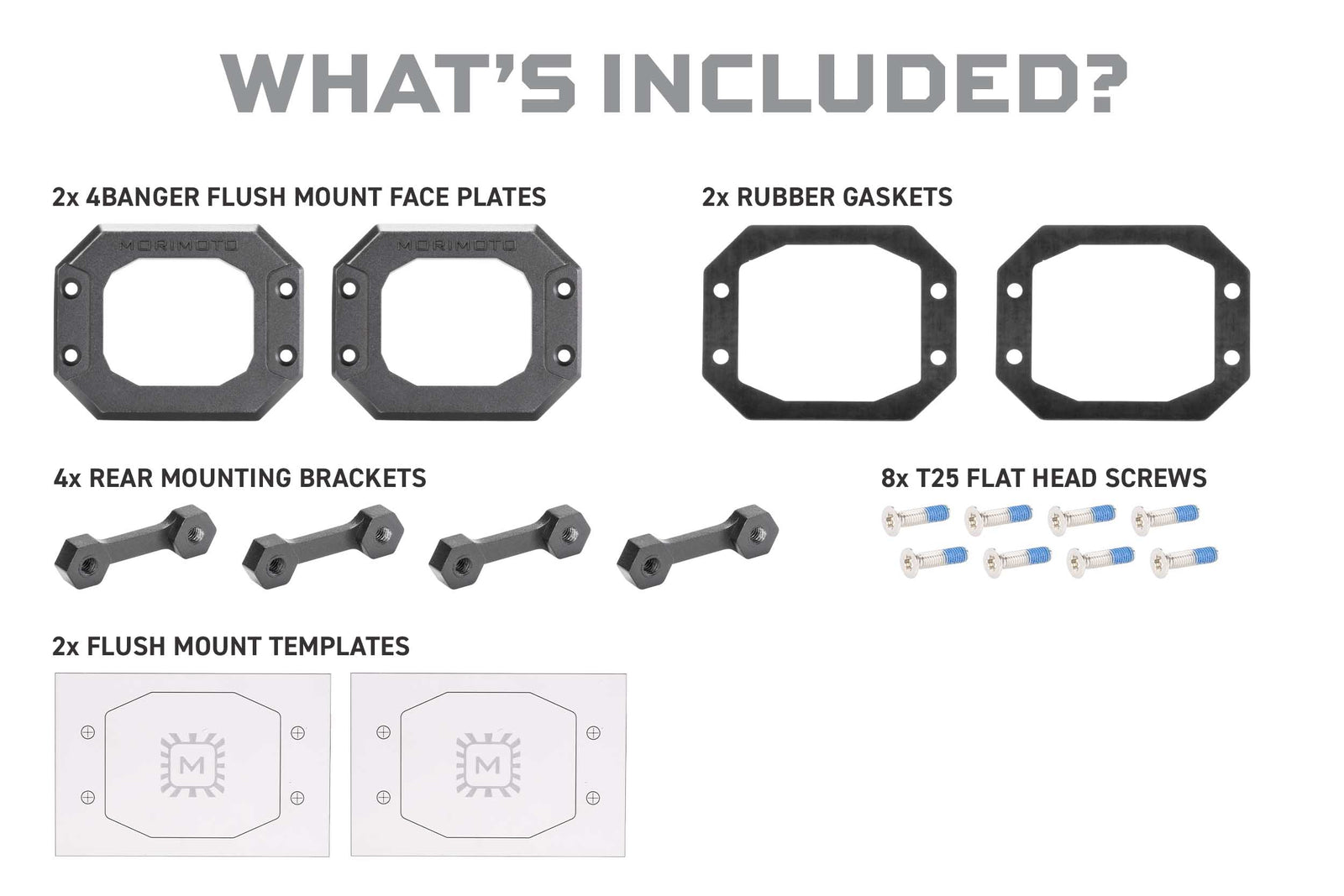 Flush Mounting Kit (Fixed): Morimoto 4Banger Pods (Set)