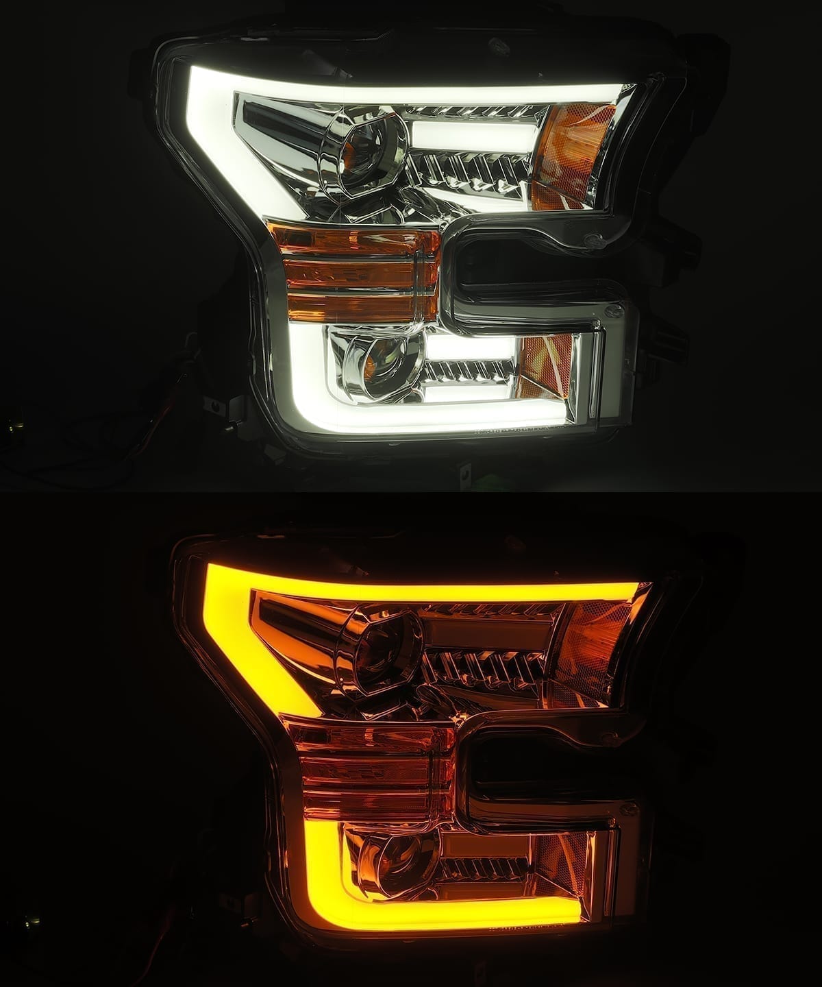 15-17 Ford F150 PRO-Series Halogen Projector Headlights Chrome | AlphaRex