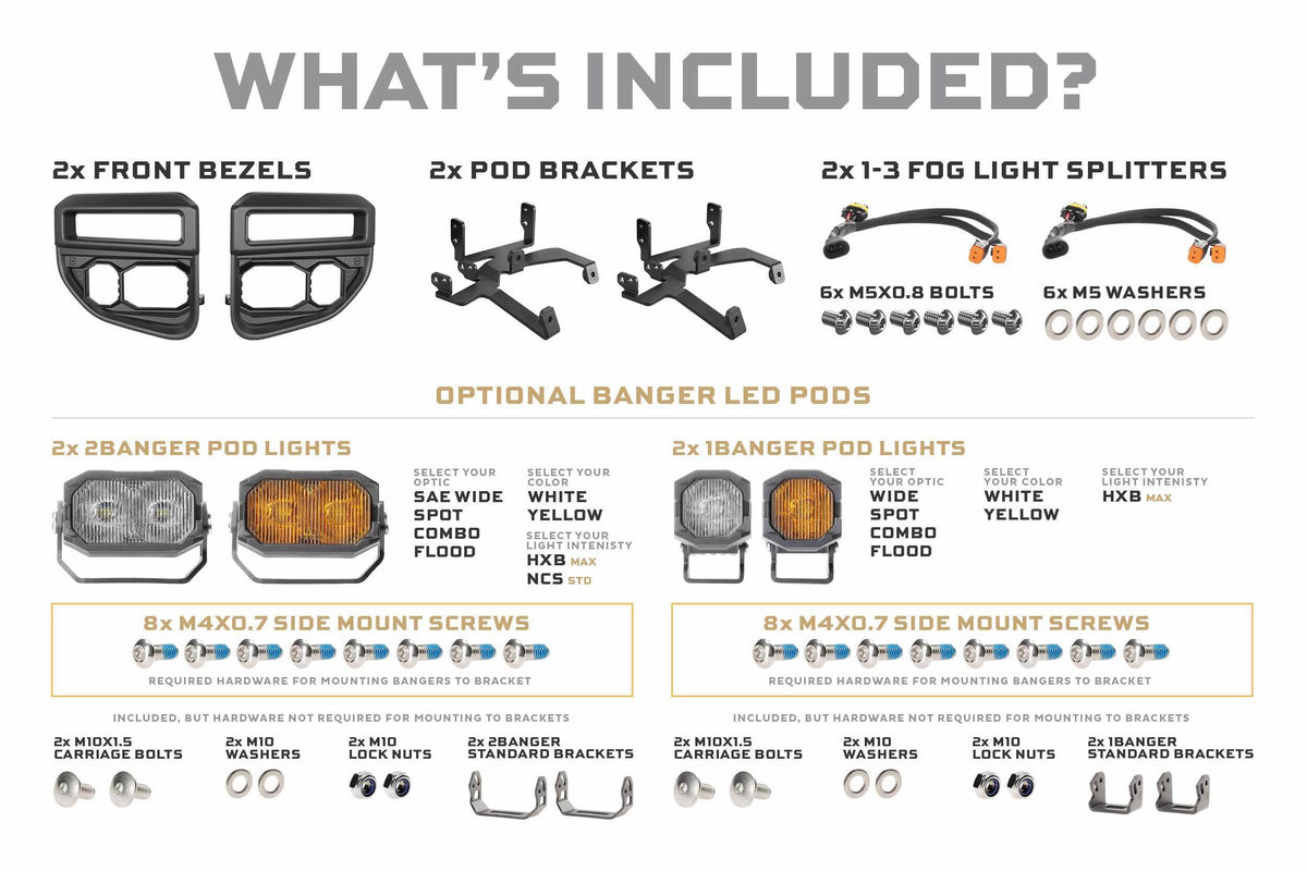 20-22 Super Duty OE LED Fog Light Kit w/ Yellow 1Banger HXB and White 2Banger NCS