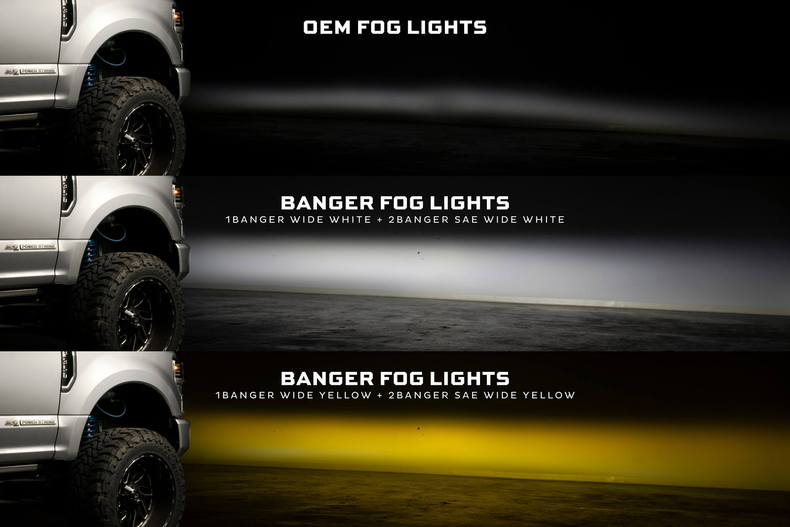 20-22 Super Duty OE LED Fog Light Kit w/ Yellow 1Banger HXB and Yellow 2Banger HXB
