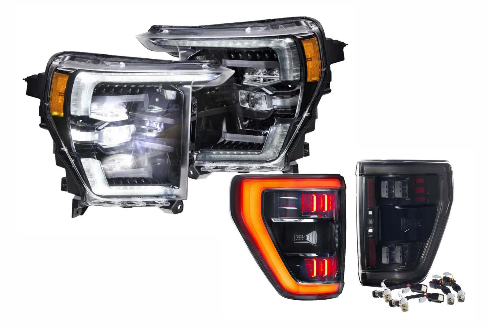 21-23 Ford F-150 White DRL Heads and Smoked Tails OEM LED Reflector