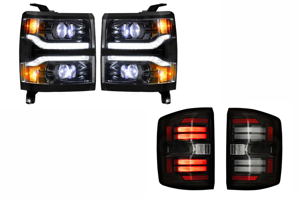 14-15 Silverado 1500 Heads Unfinished Bezel and Smoked Tails