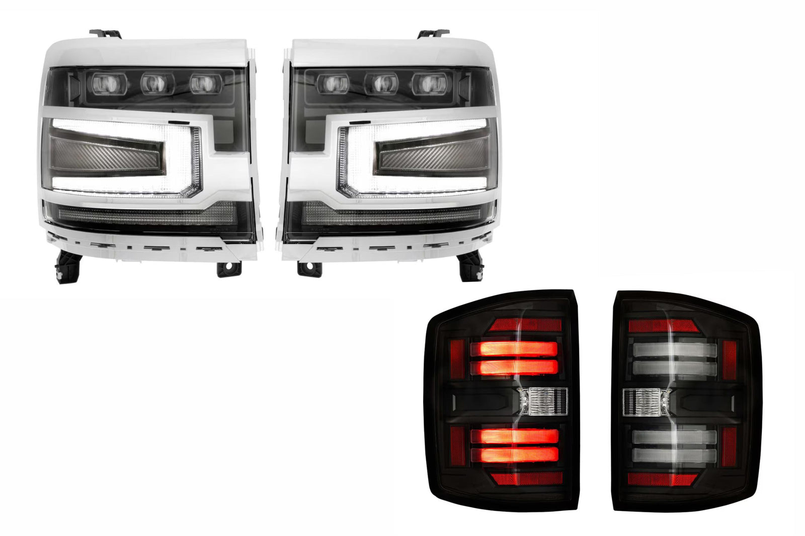 16-18 Silverado 1500 Heads Chrome Bezel and Smoked Tails