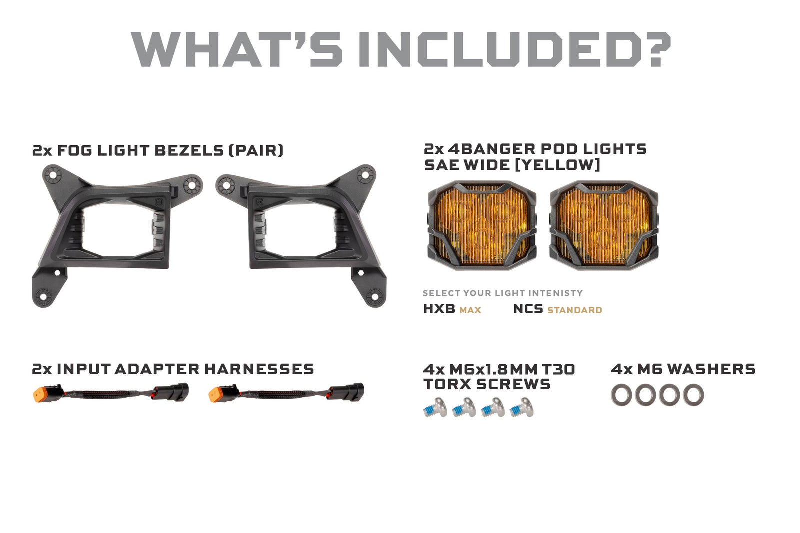 19-21 Silverado 1500 / 20-23 Silverado HD 4Banger Fog Light Kit: HXB Yellow