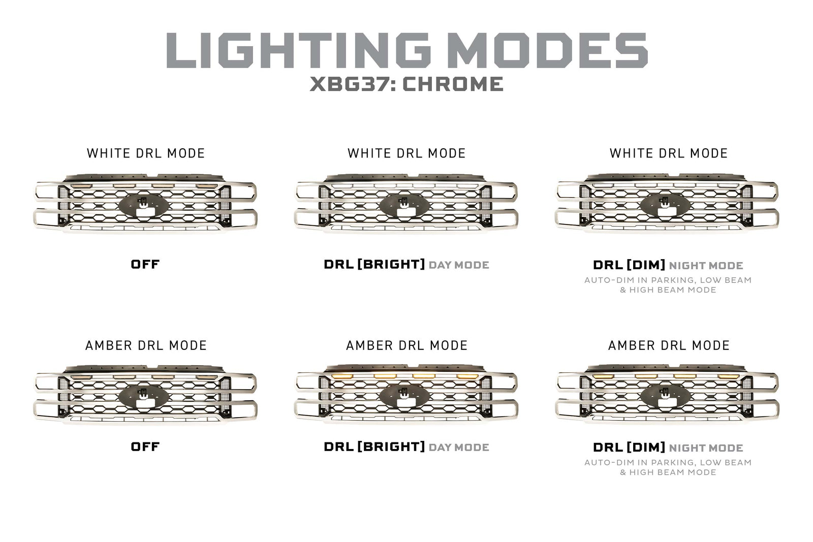 XBG LED Grille: 23-27 Super Duty (Chrome / Each)