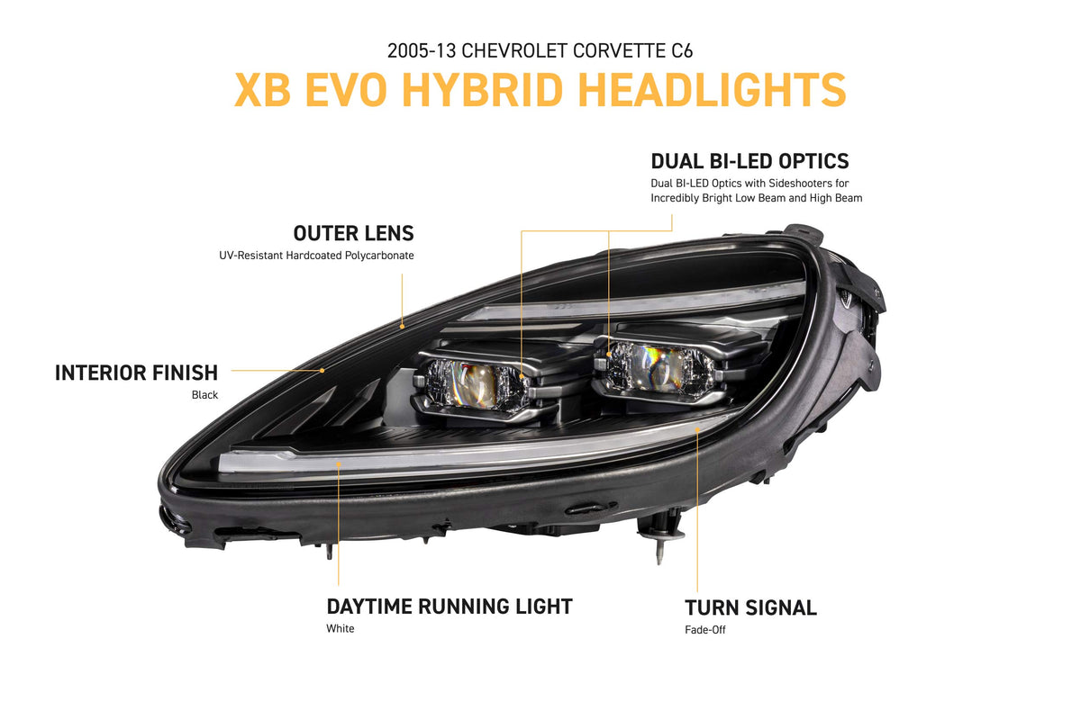 XB Evo Hybrid Headlights: 05-13 Corvette C6 (Set)