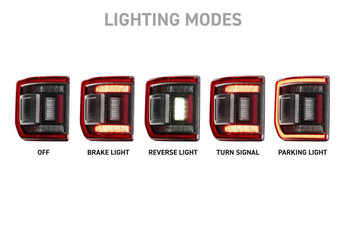 XB LED Tail Lights: 2020+ Gladiator JT (Red Lens / Set)