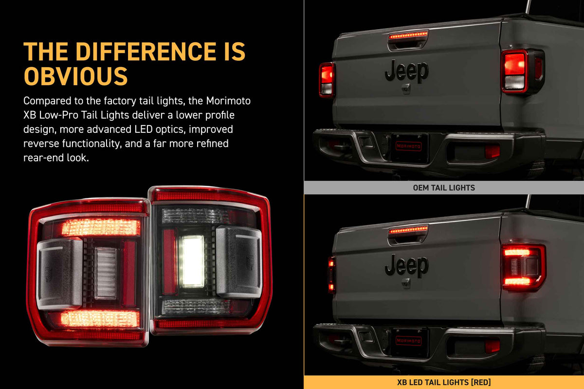 XB LED Tail Lights: 2020+ Gladiator JT (Red Lens / Set)