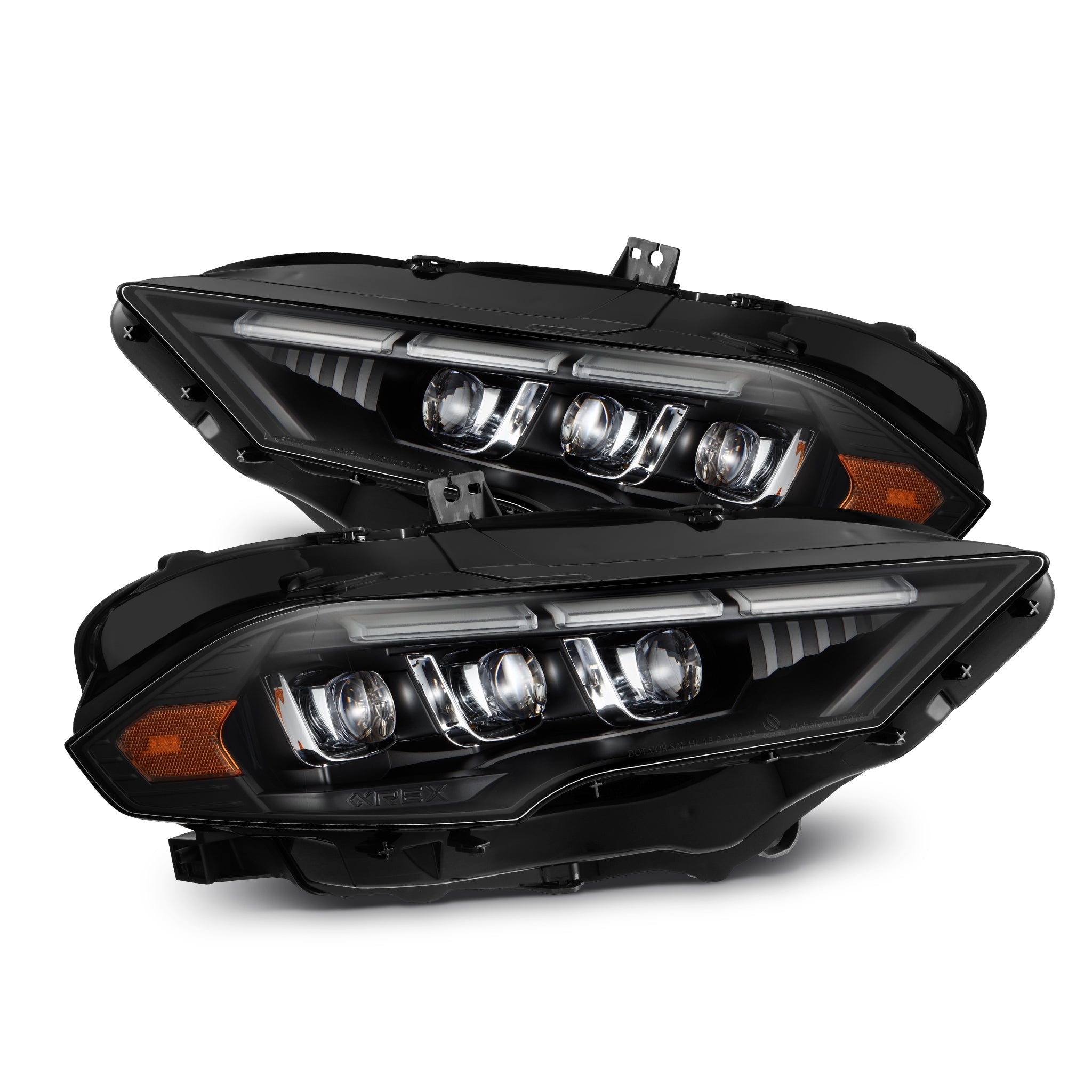 18-23 Ford Mustang MK II NOVA-Series LED Projector Headlights Black | AlphaRex