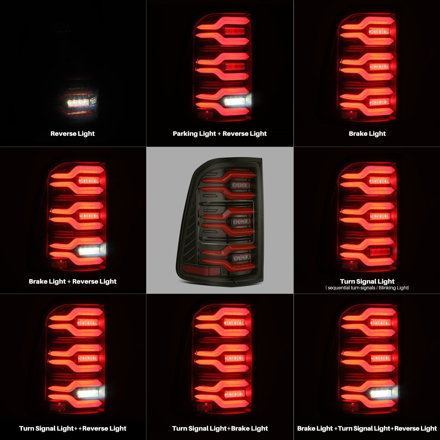 19-24 Ram 1500 LUXX-Series LED Tail Lights Black-Red | AlphaRex