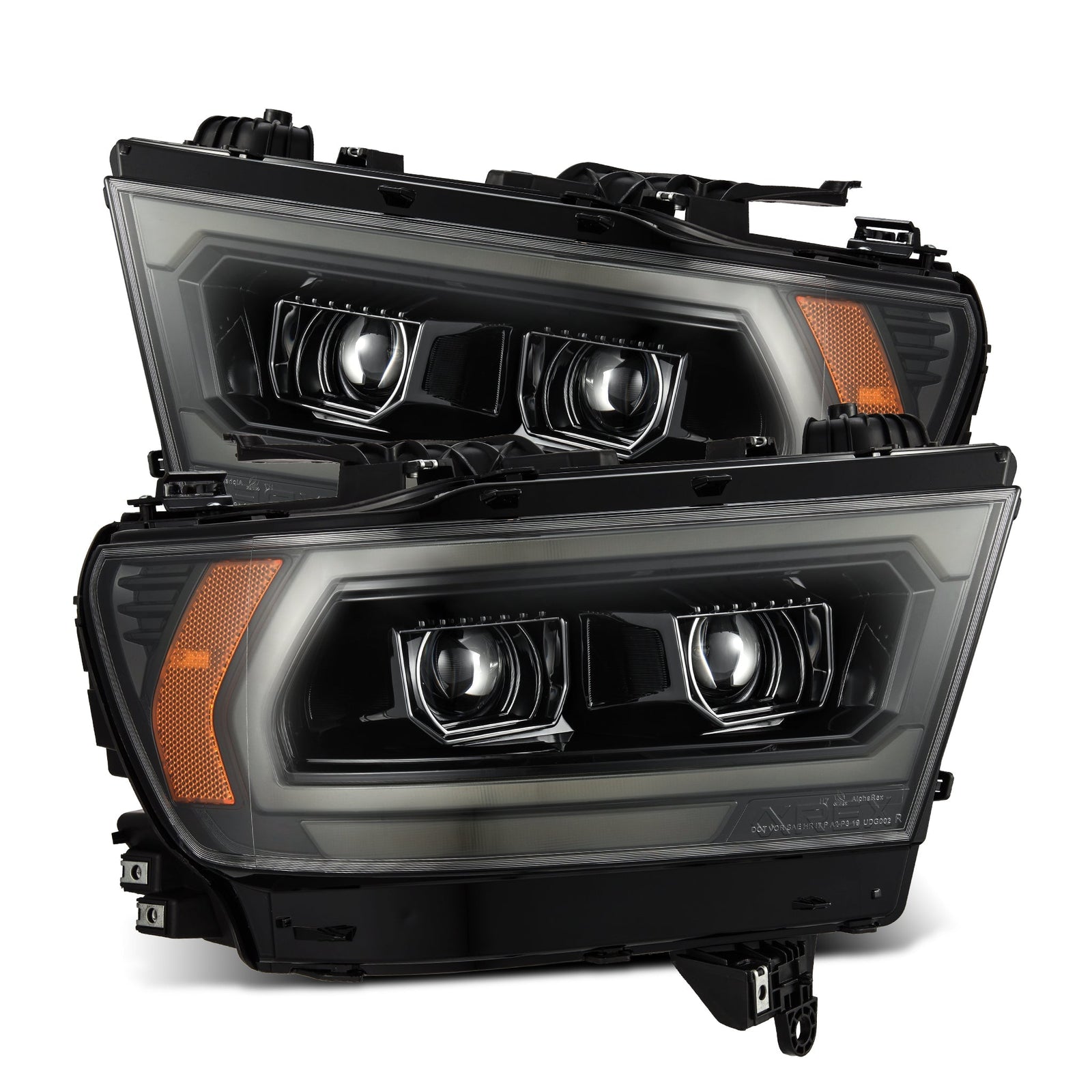 19-24 Ram 1500 (MK II 2500 Style) LUXX-Series LED Projector Headlights Alpha-Black | AlphaRex