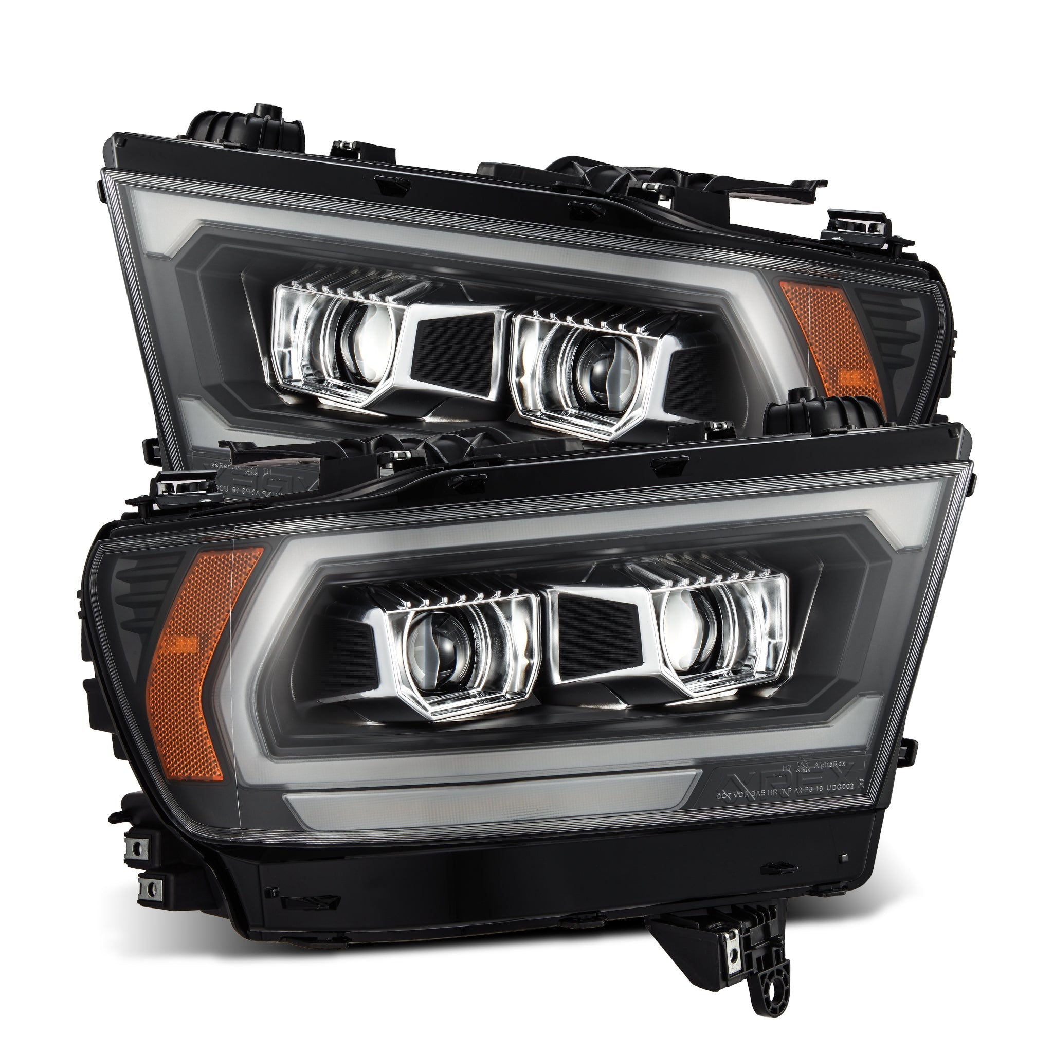 19-24 Ram 1500 (MK II 2500 Style) LUXX-Series LED Projector Headlights Black | AlphaRex