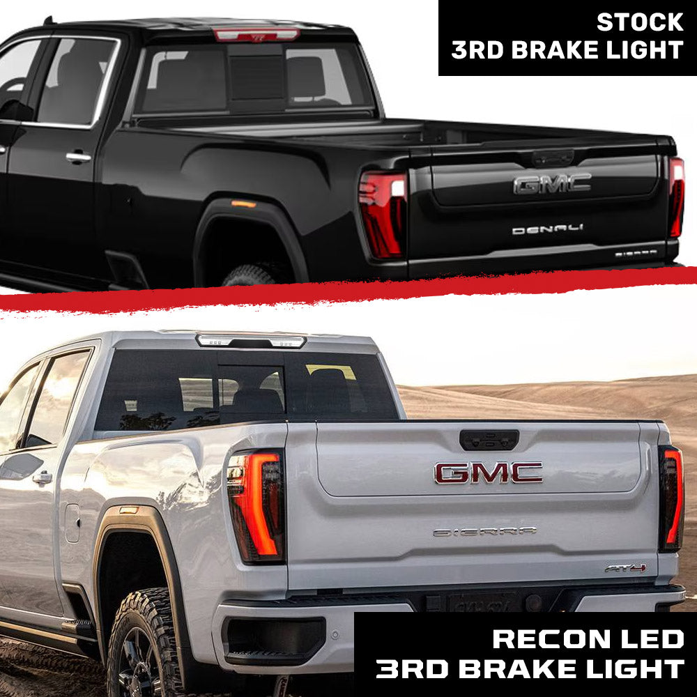 2020-2024 GMC/Chevrolet 1500/2500/3500 Clear Lens (Paintable) LED Third Brake Light (For Models WITHOUT Cargo Bed Camera) - Legends Auto Parts