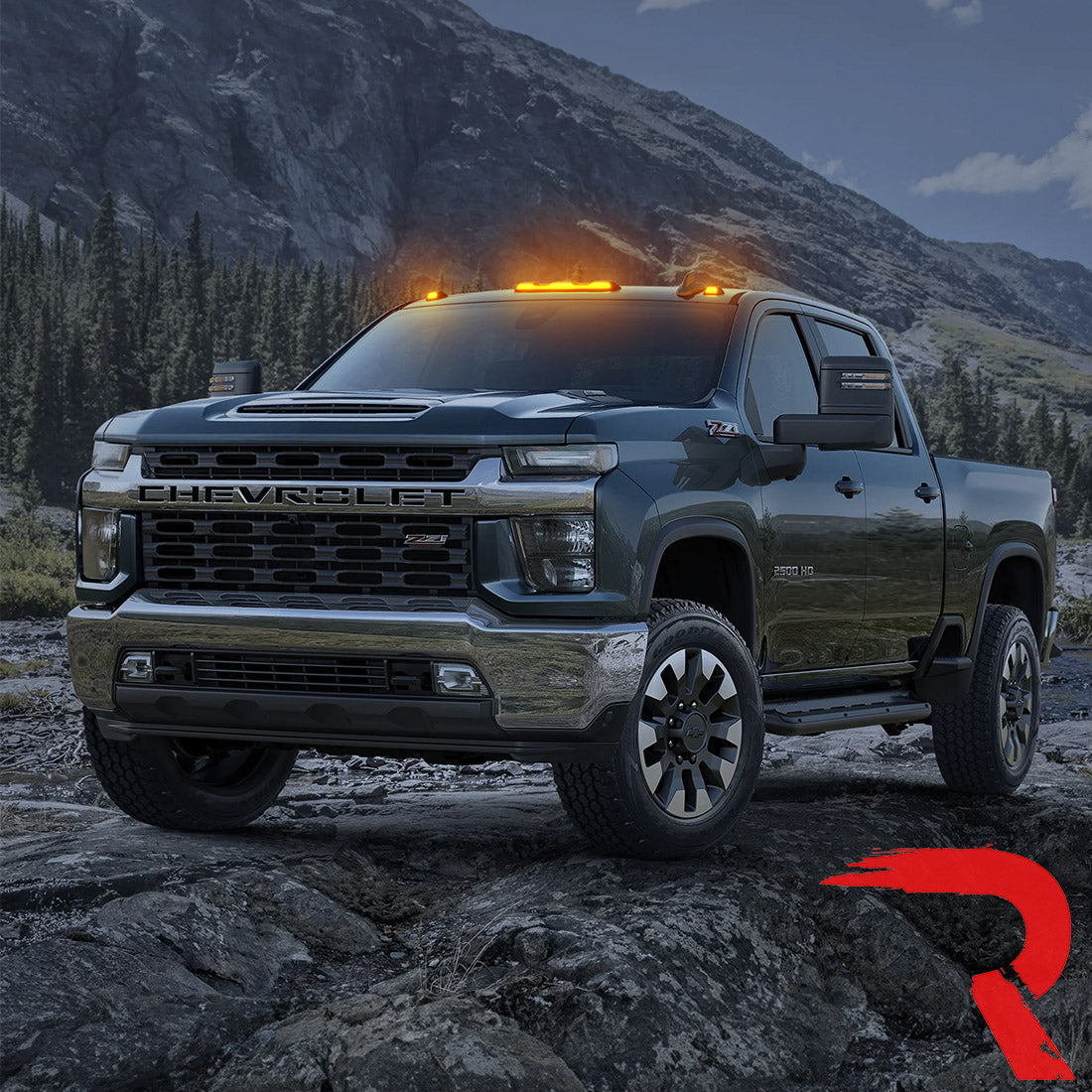 2020-2024 GMC/Chevrolet 2500/3500 RECON Smoked Amber LED Cab Lights (Replaces Factory Cab Lights) - Legends Auto Parts