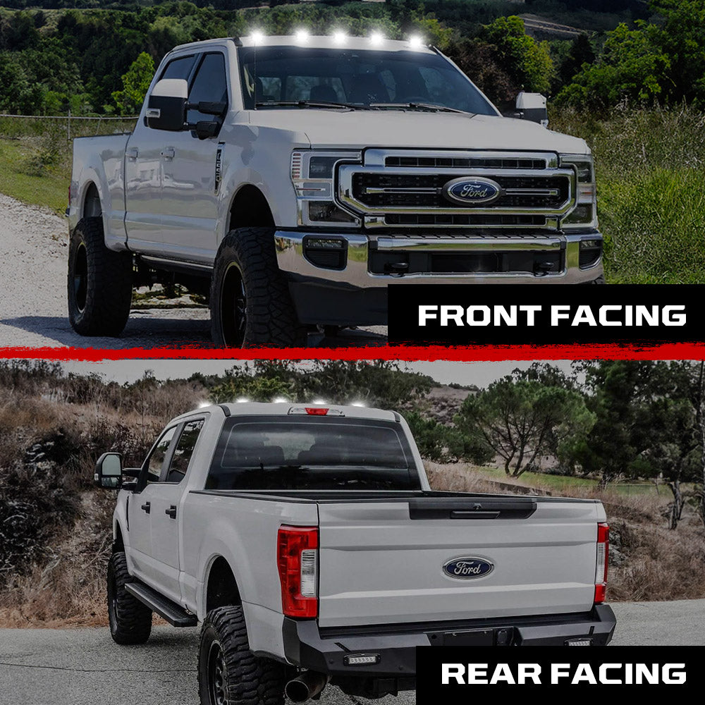 2017-2024 Ford SuperDuty RECON Clear Lens (Paintable) White LED Cab Lights (Replaces Factory Cab Lights) - Legends Auto Parts