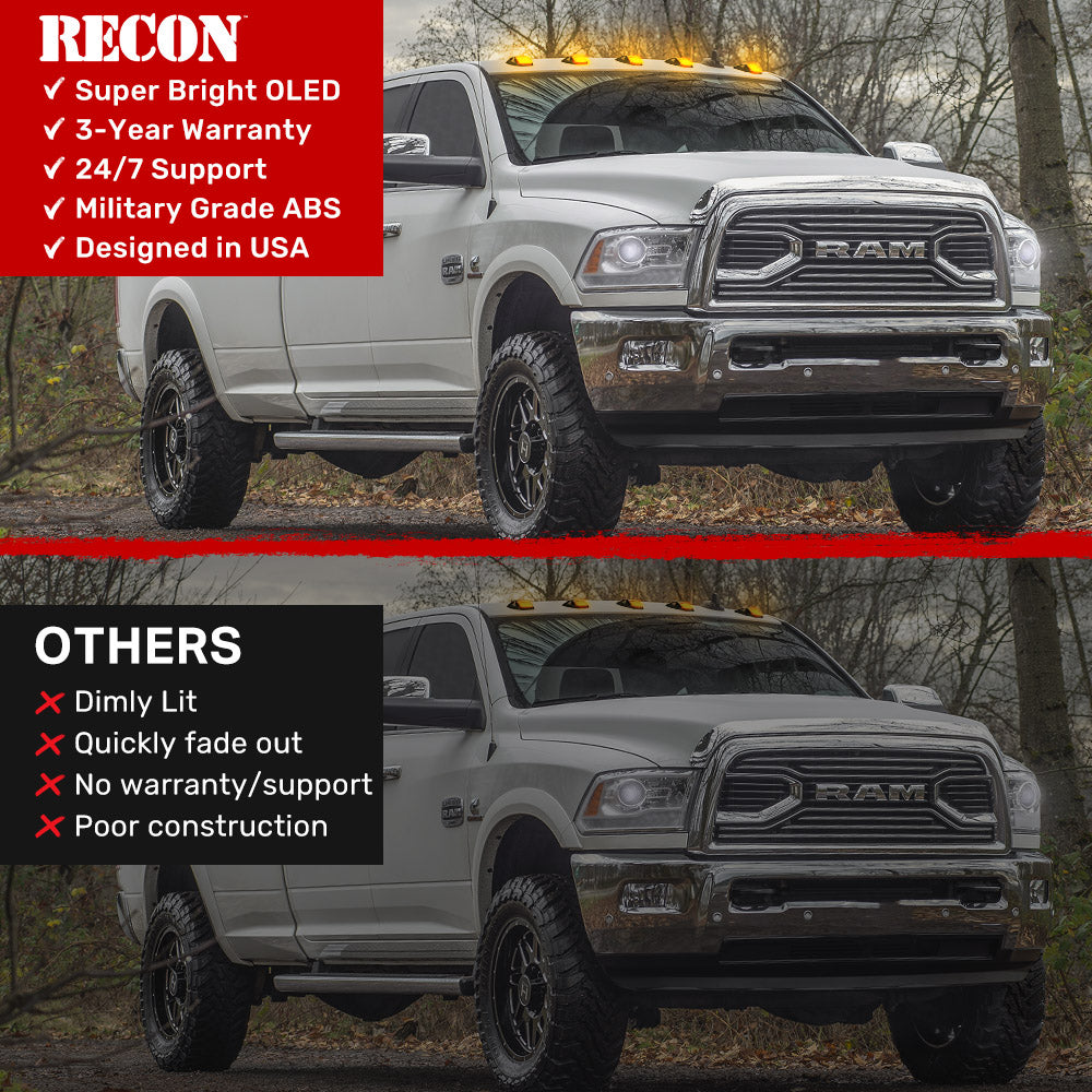 2019-2024 RAM 2500/3500 RECON Smoked Amber LED Cab Lights (Replaces Factory Cab Lights) - Legends Auto Parts