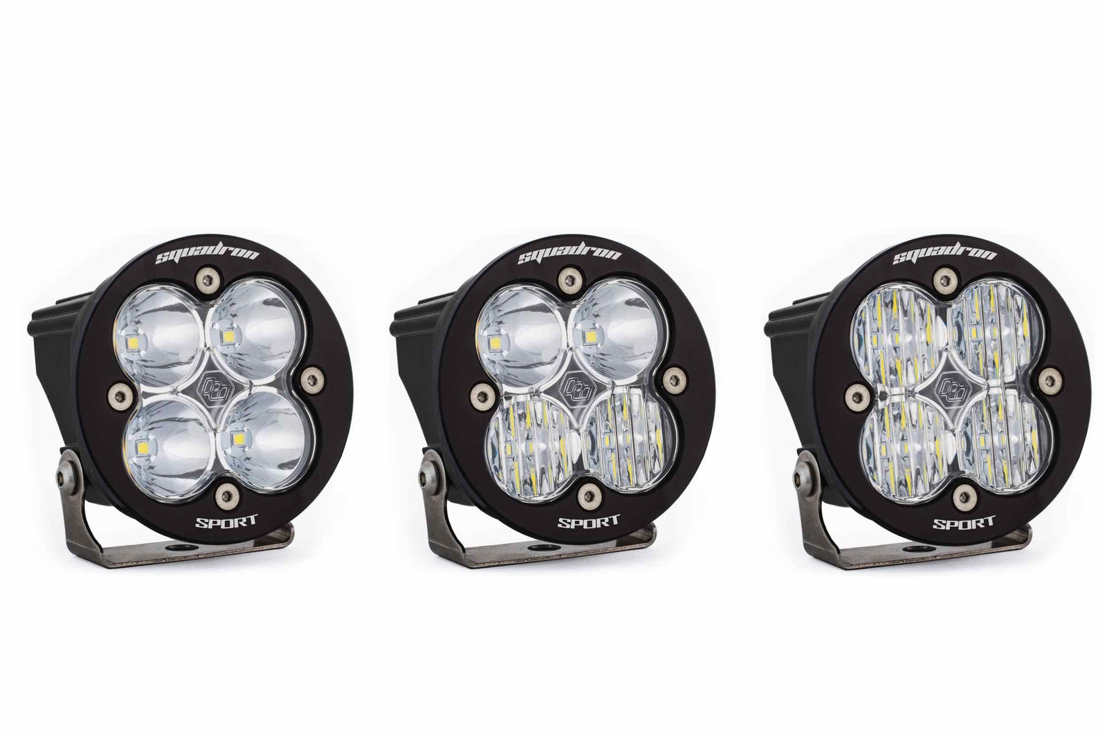 BD Squadron Sport Light Pods: (Each / Clear / Wide Cornering Beam / White Body / Flush Mount)