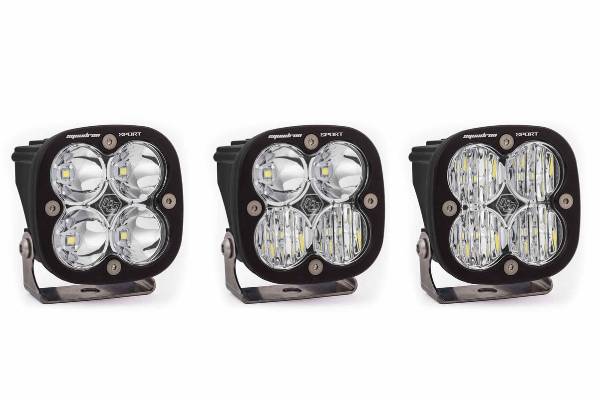 BD Squadron Sport Light Pods: (Each / Amber / Wide Cornering Beam / White Body / Flush Mount)