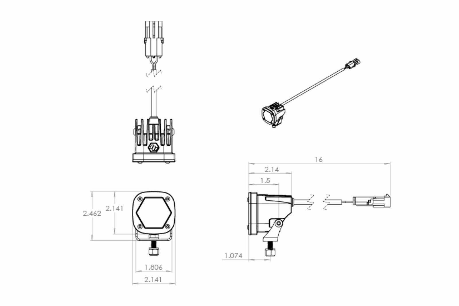 BD S1 LED Pod w/ Bracket (Each / White / Spot Beam)