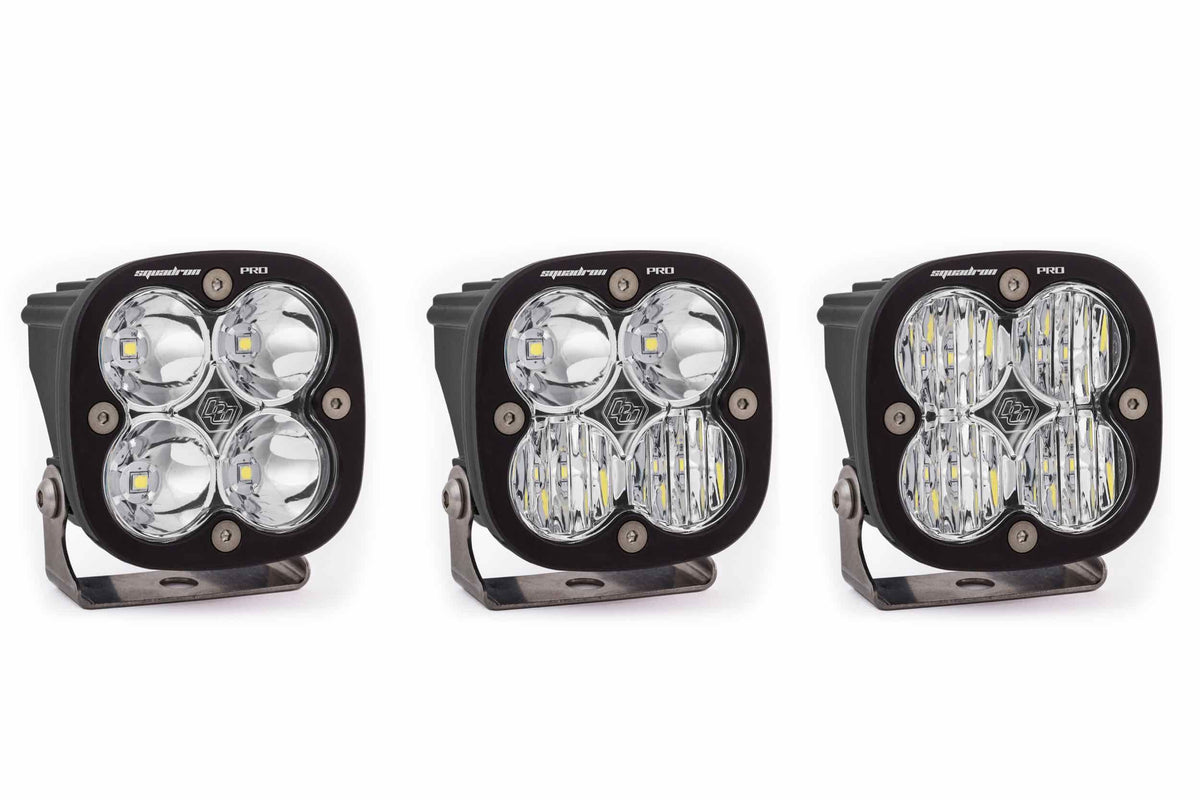 BD Squadron Pro Light Pods: (Each / Clear / Driving Combo Beam / White Body / Flush Mount)