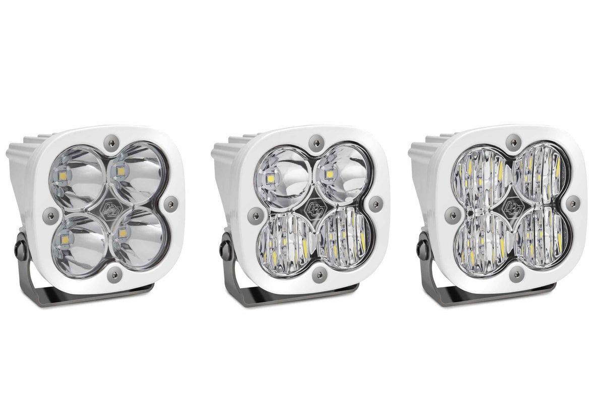 BD Squadron Pro Light Pods: (Each / Clear / Driving Combo Beam / White Body / Flush Mount)