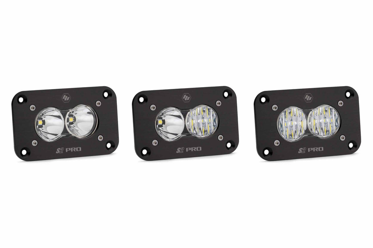 BD S2 Pro LED Work Light: (Each / Amber / Spot Beam / Flush Mount)