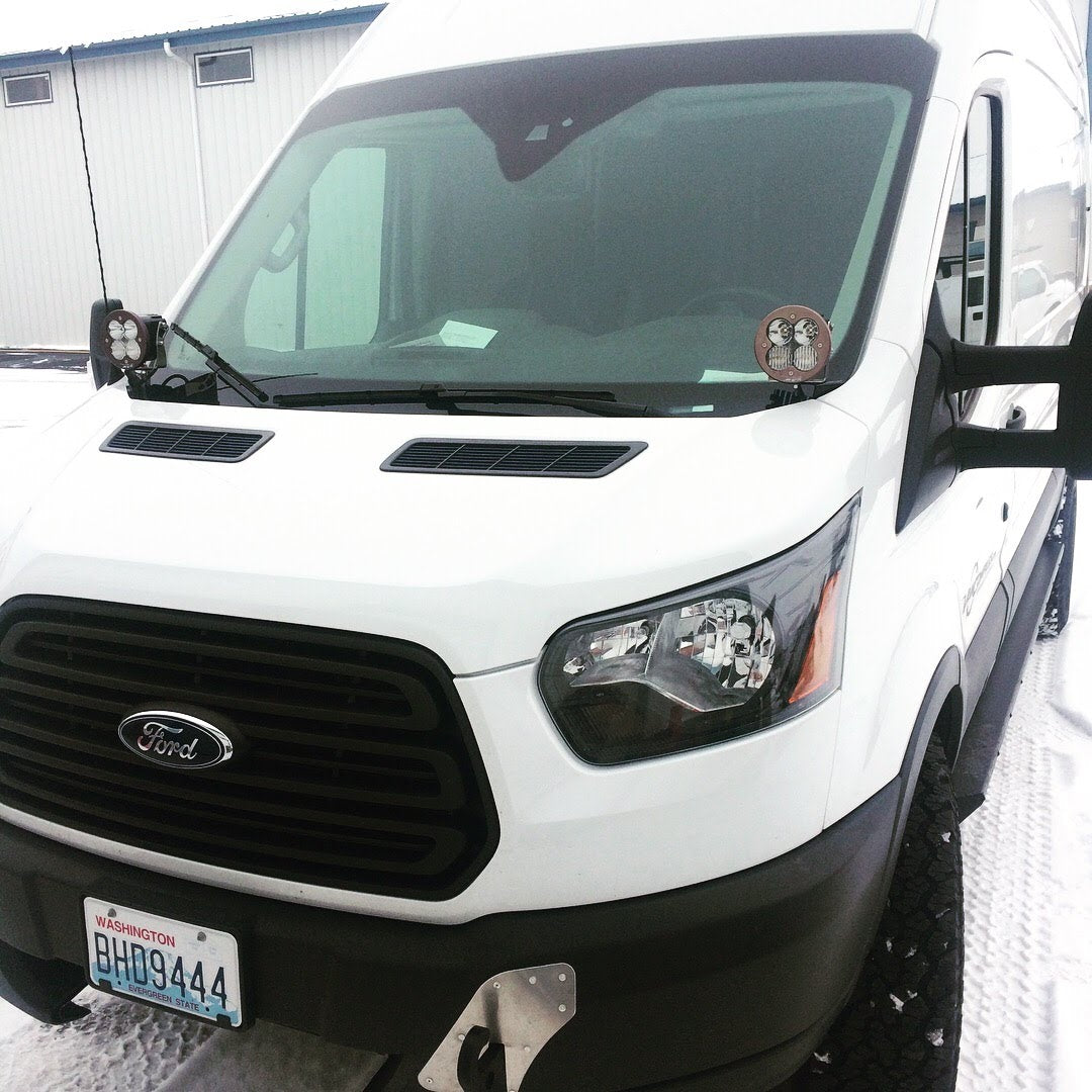 Hoodline Light Pod Mounts Ford Transit (pair) Ford Transit-350 HD/Transit-350/Transit-250/Transit-150 (2015-Up) Van Compass